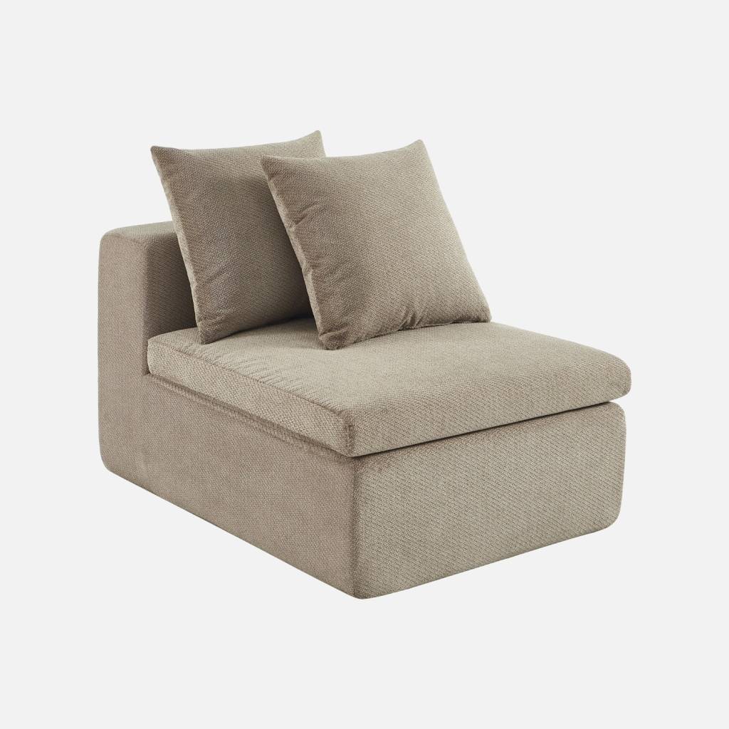 Fauteuil, loungestoel chenille stof donkerbeige