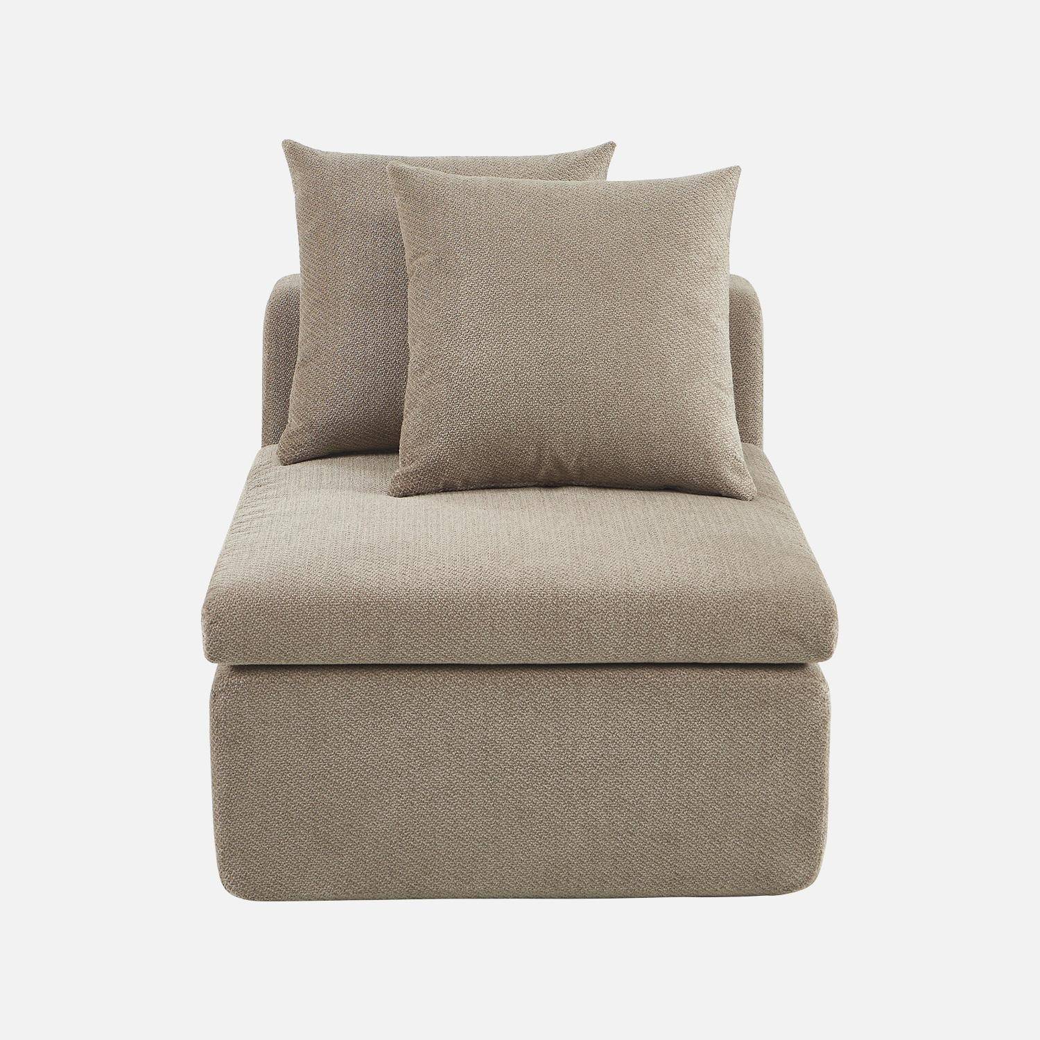 Fauteuil 1-zits loungestoel voor modulaire bank in chenille stof donkerbeige - Movi Photo2
