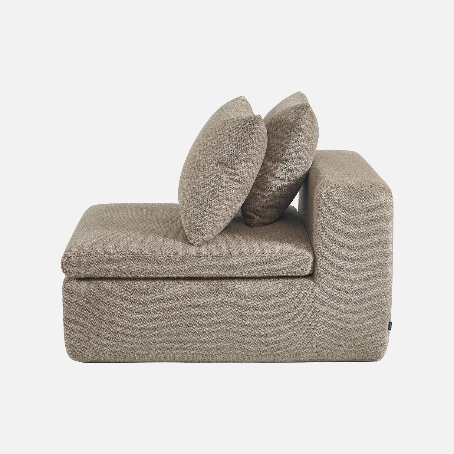 Fauteuil 1-zits loungestoel voor modulaire bank in chenille stof donkerbeige - Movi Photo4
