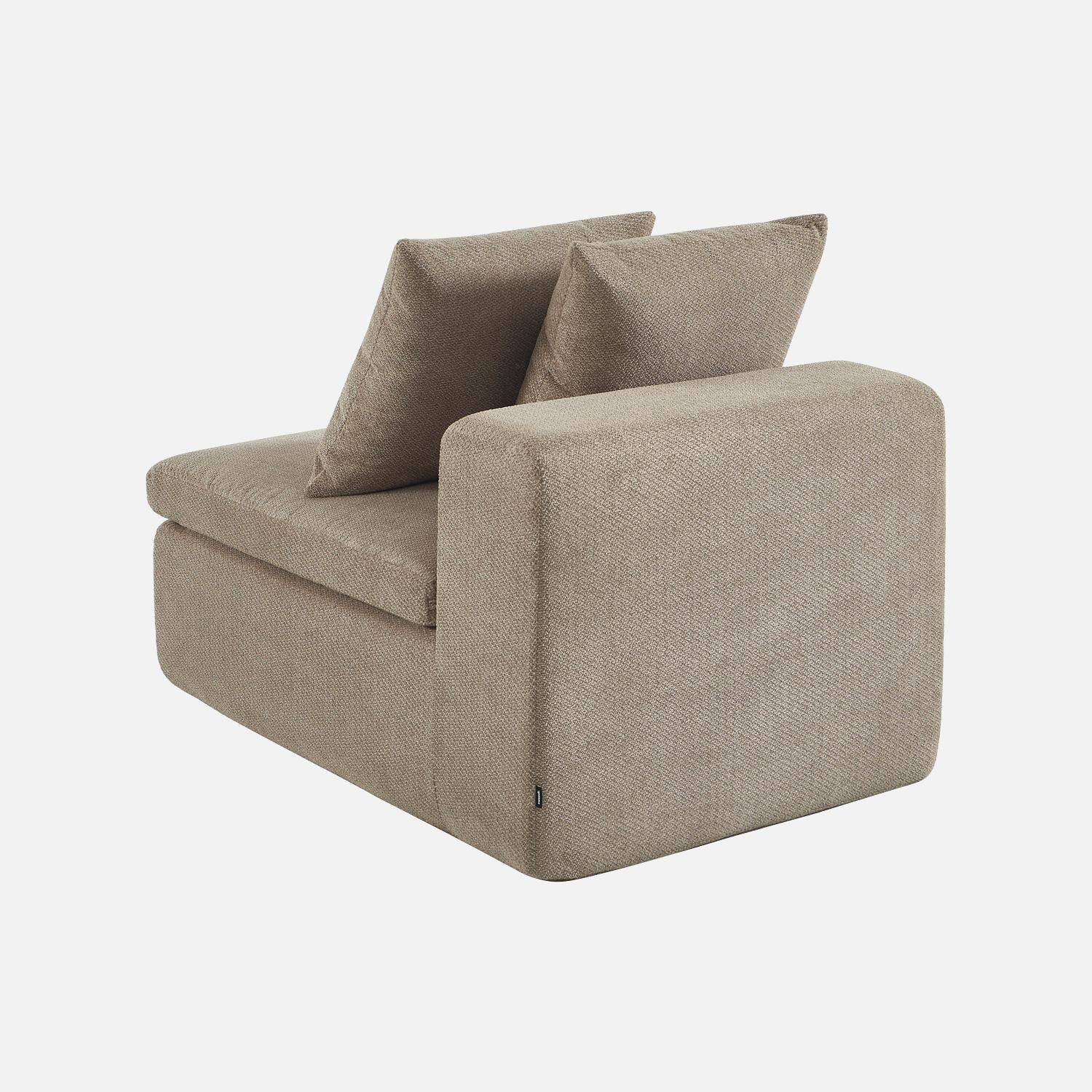 Fauteuil 1-zits loungestoel voor modulaire bank in chenille stof donkerbeige - Movi Photo3