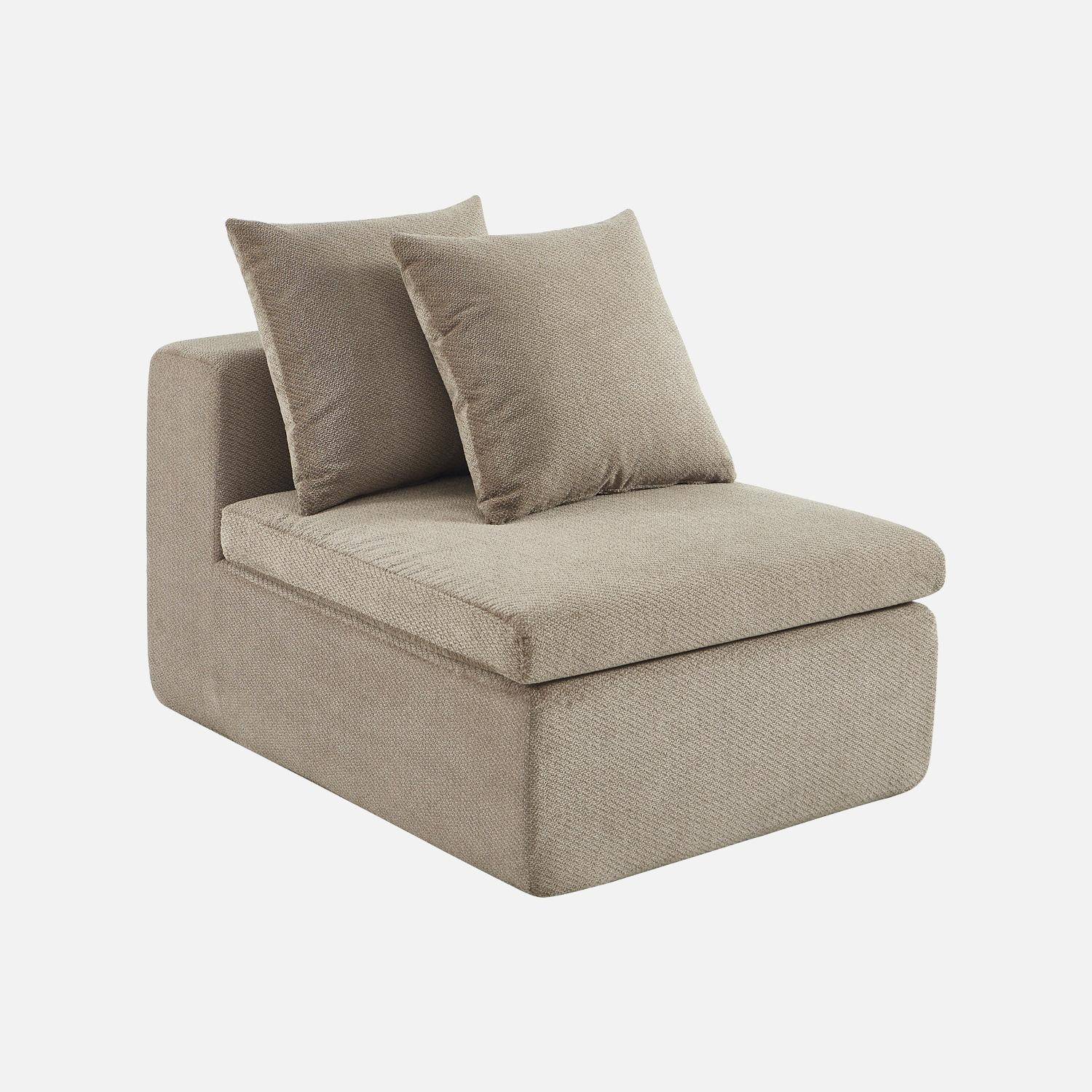 Fauteuil 1-zits loungestoel voor modulaire bank in chenille stof donkerbeige - Movi Photo1