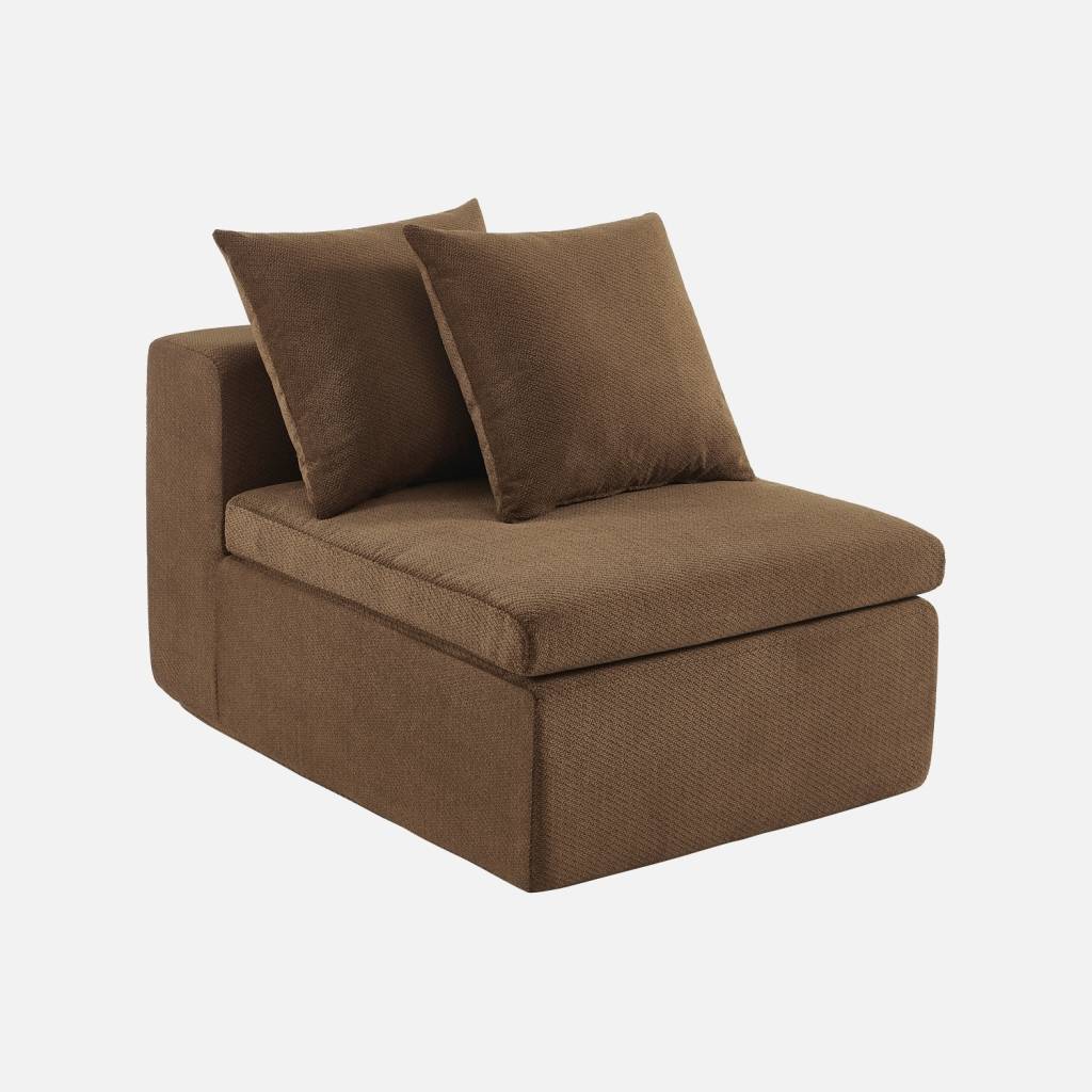 Fauteuil, 1-zits loungestoel chenille stof bruin
