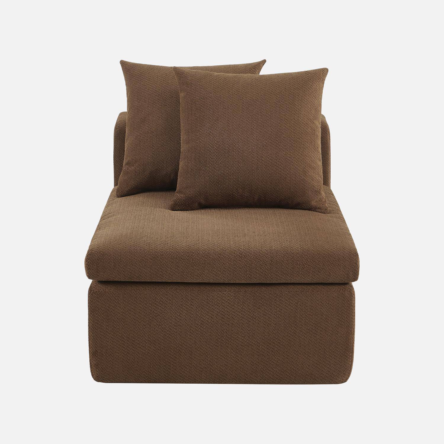 Fauteuil 1-zits loungestoel voor modulaire bank in chenille stof bruin - Movi Photo2