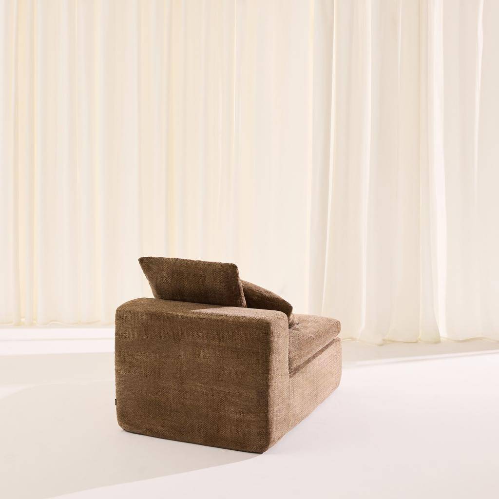Fauteuil 1-zits loungestoel voor modulaire bank in chenille stof bruin - Movi Photo3