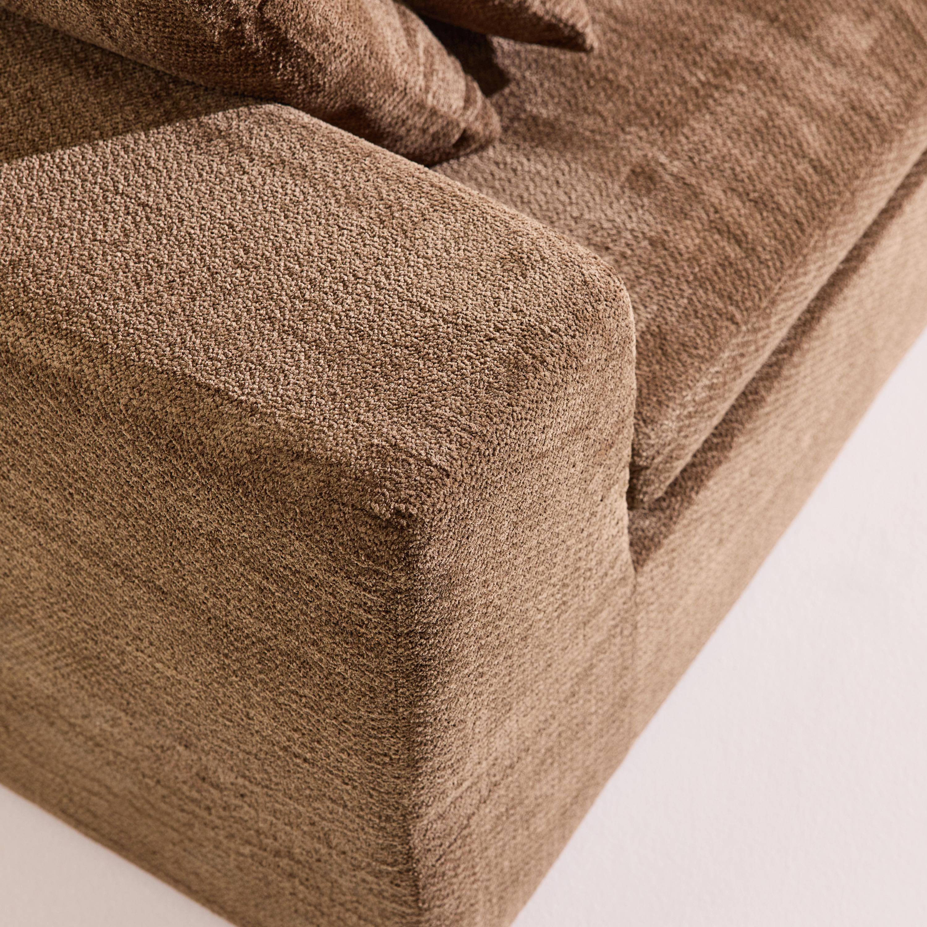 Poltrona modular embalada a vácuo em tecido chenille, Movi, Castanho, 76x110x62 cm Photo4