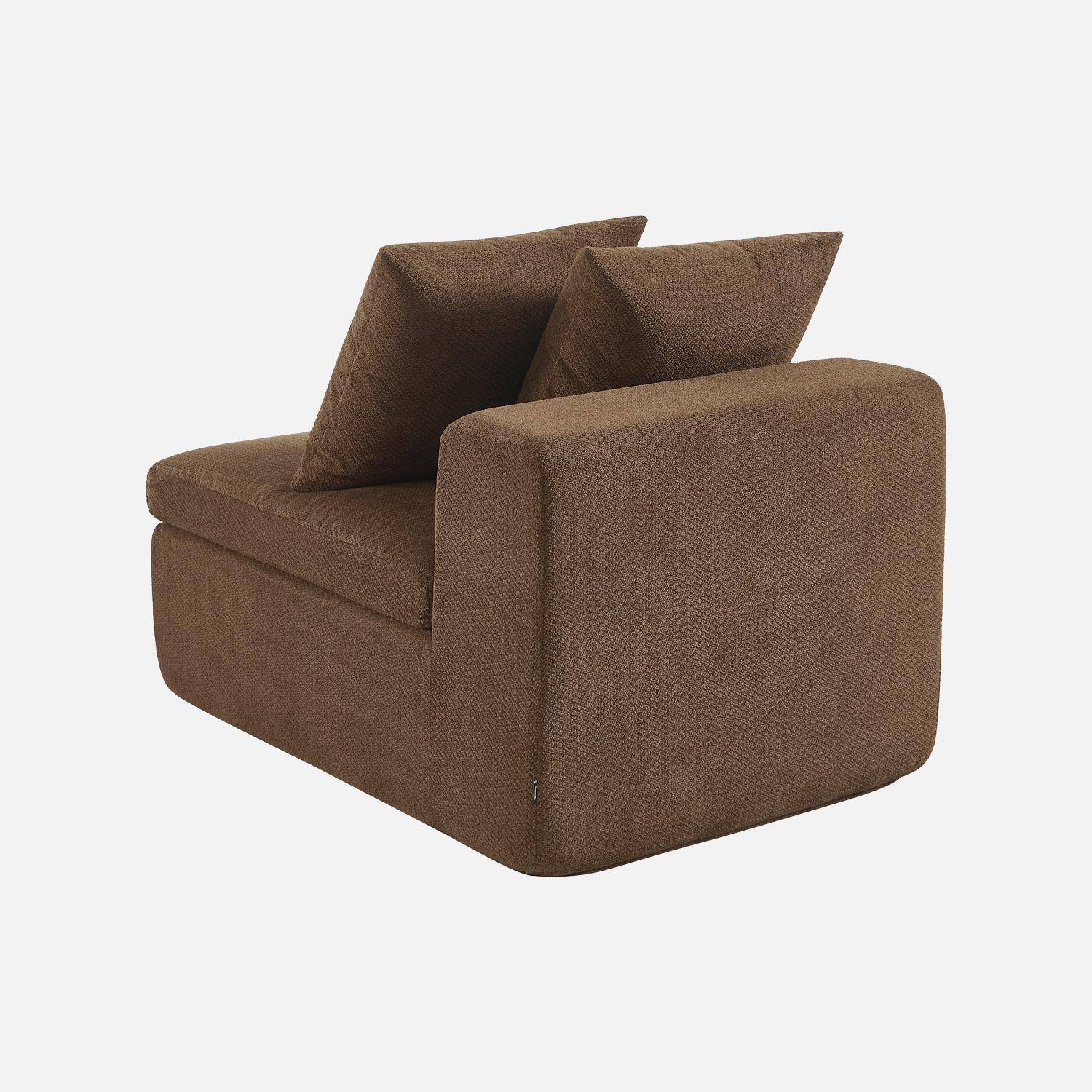 Fauteuil 1-zits loungestoel voor modulaire bank in chenille stof bruin - Movi Photo3