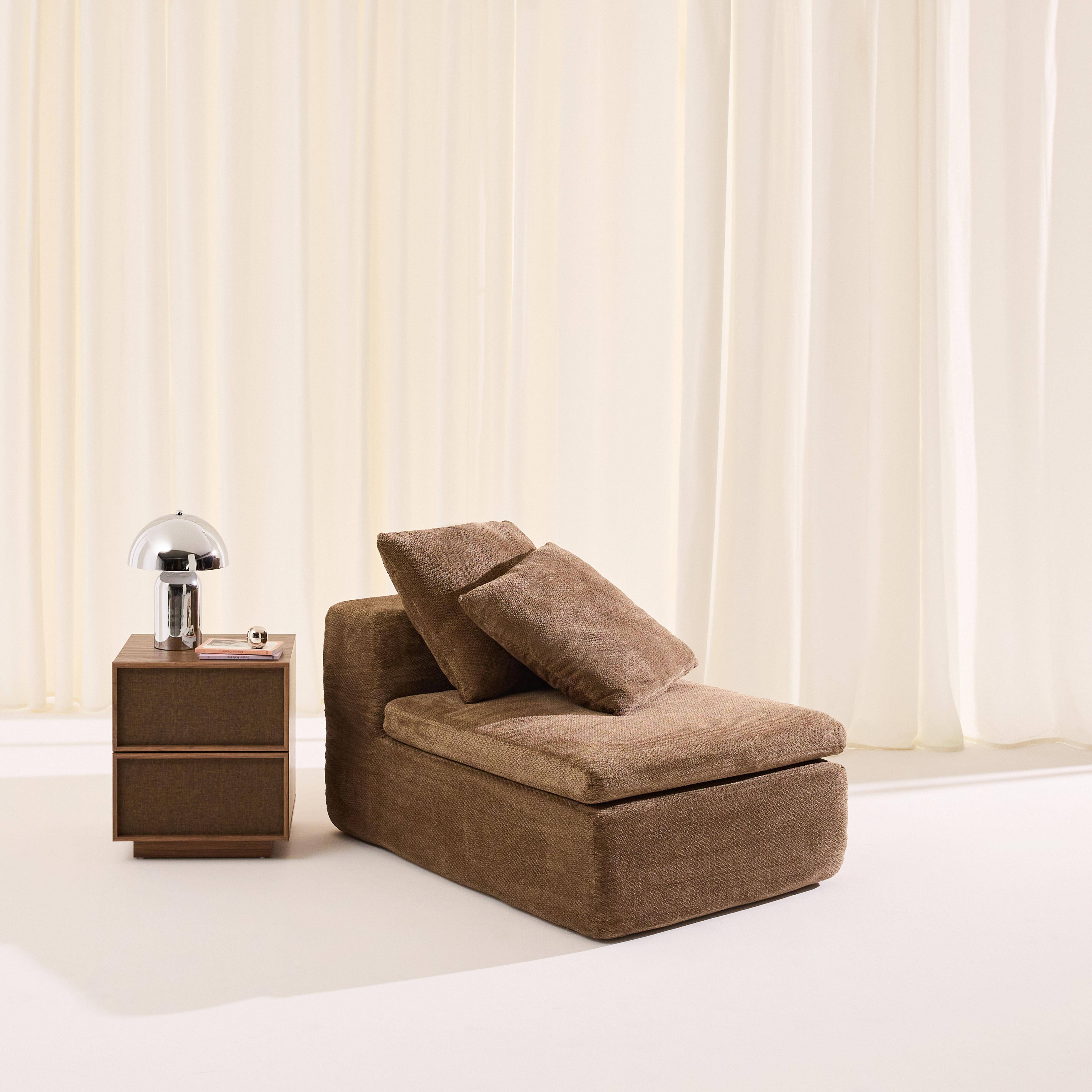 Poltrona modular embalada a vácuo em tecido chenille, Movi, Castanho, 76x110x62 cm,sweeek,Photo1