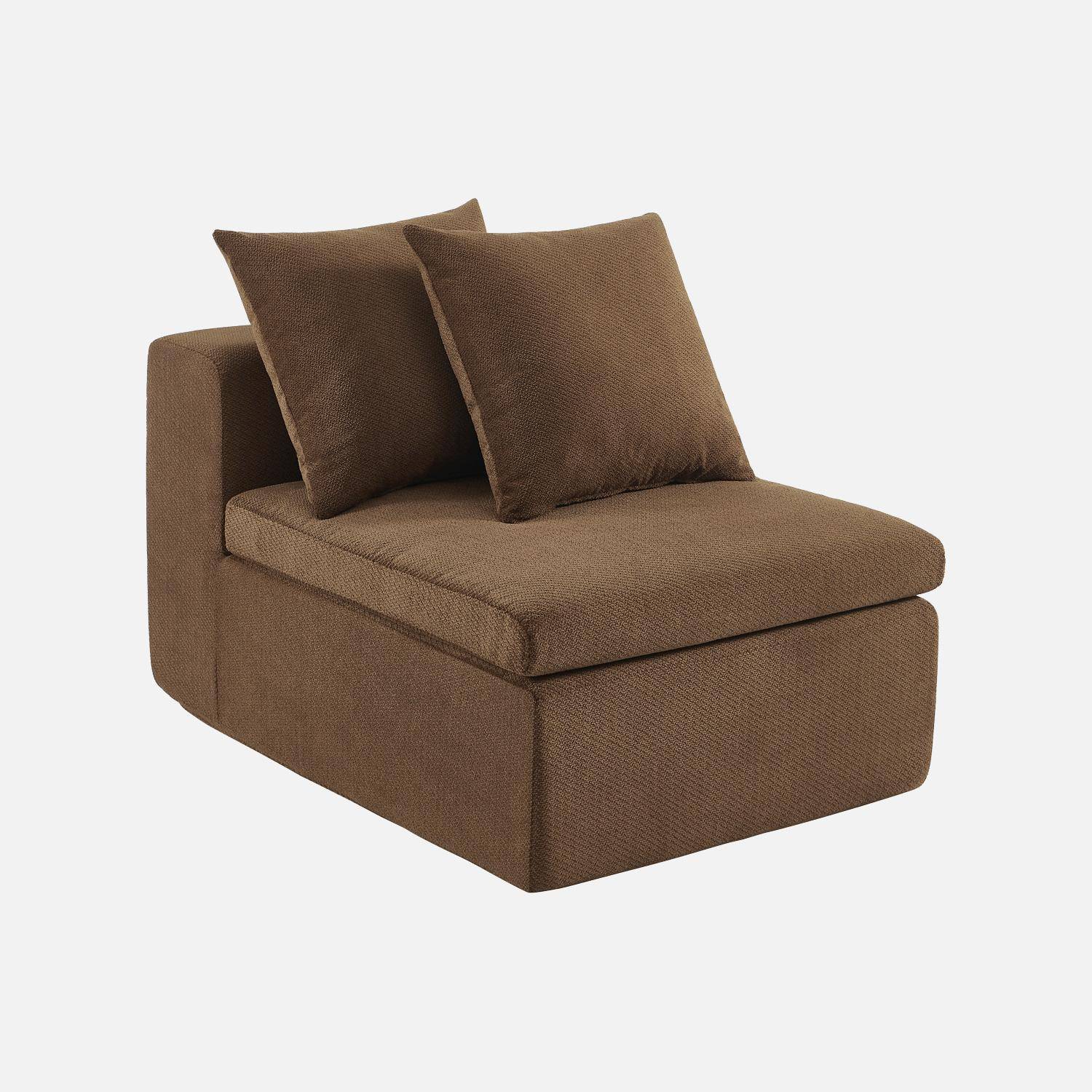 Fauteuil 1-zits loungestoel voor modulaire bank in chenille stof bruin - Movi Photo1