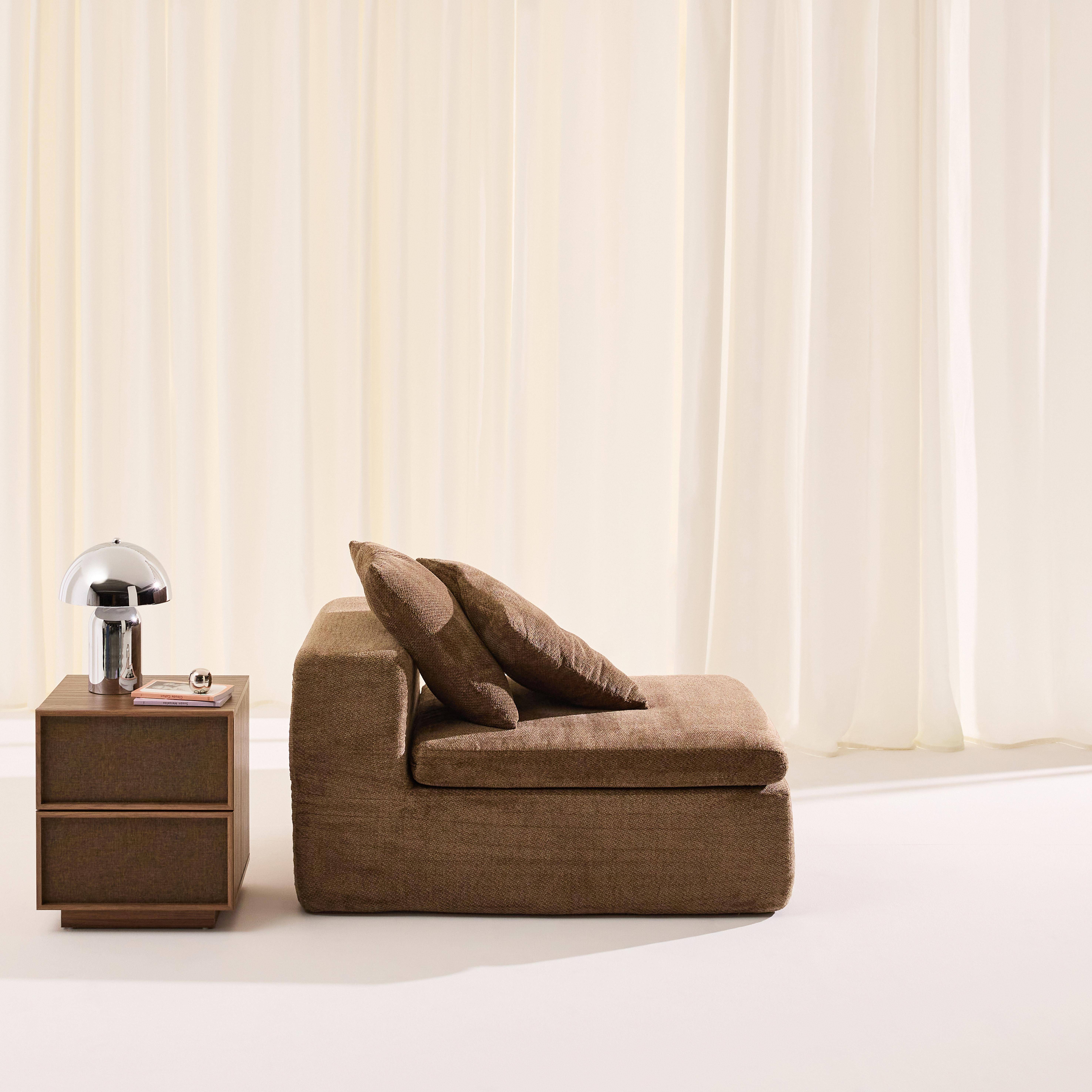 Poltrona modular embalada a vácuo em tecido chenille, Movi, Castanho, 76x110x62 cm Photo2