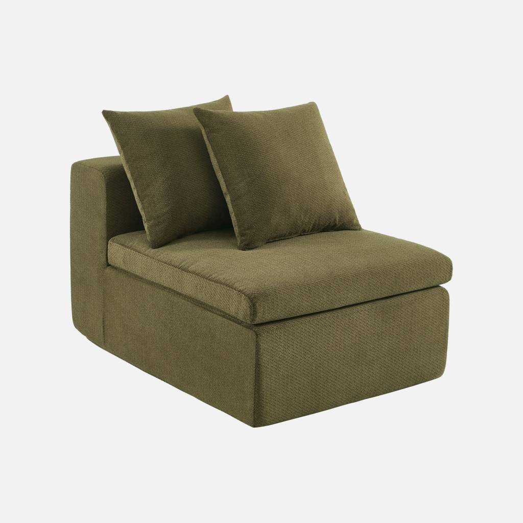 Fauteuil, 1-zits loungestoel chenille stof groen