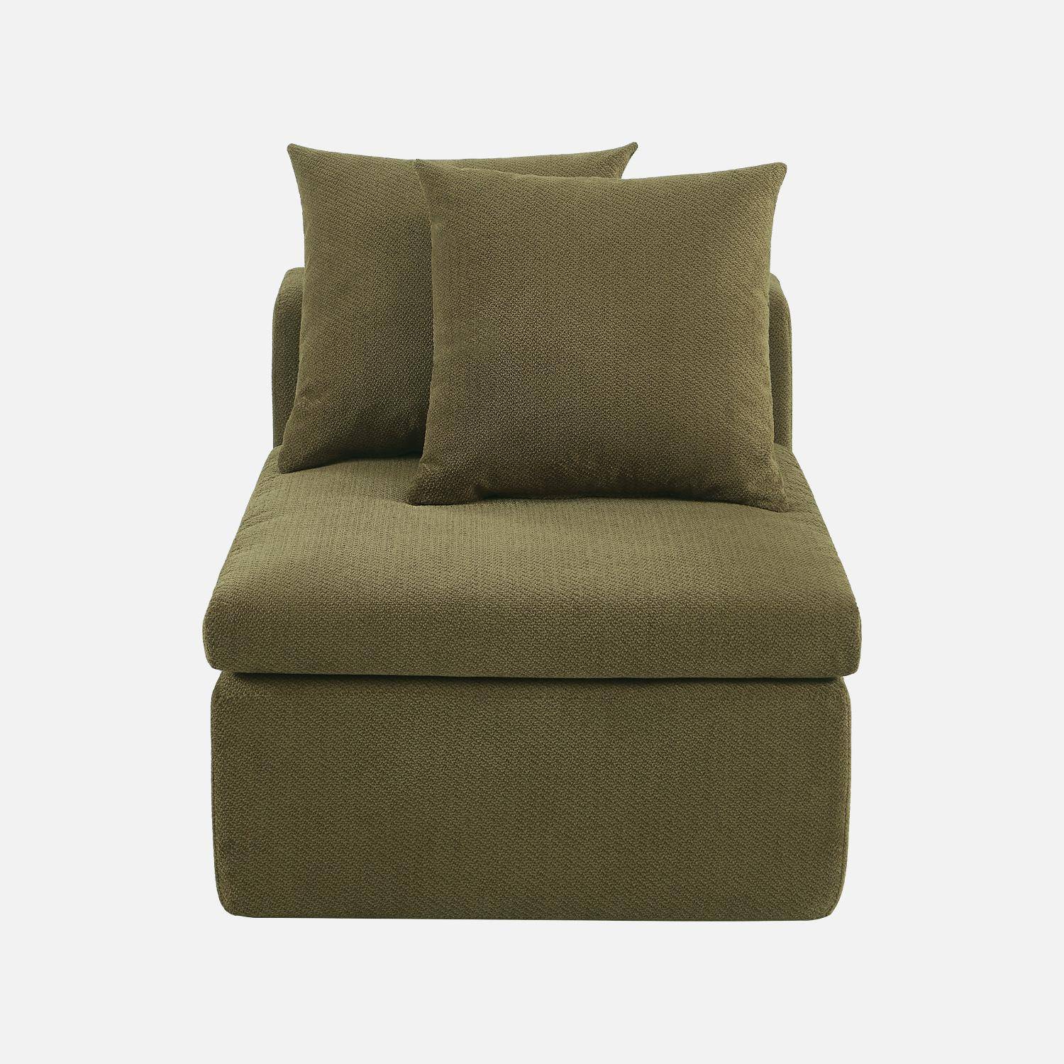 Fauteuil 1-zits loungestoel voor modulaire bank in chenille stof groen - Movi Photo2