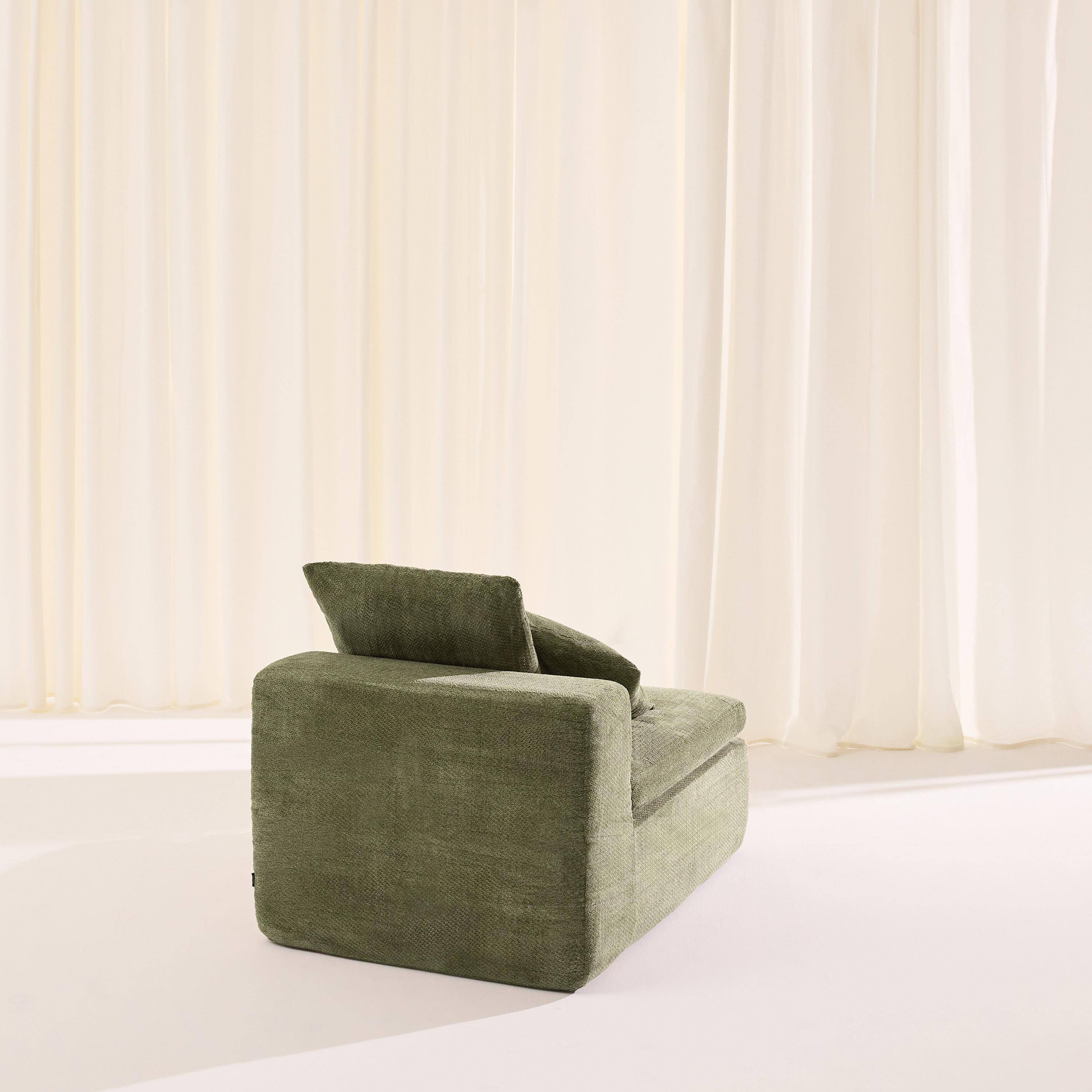 Fauteuil 1-zits loungestoel voor modulaire bank in chenille stof groen - Movi Photo3