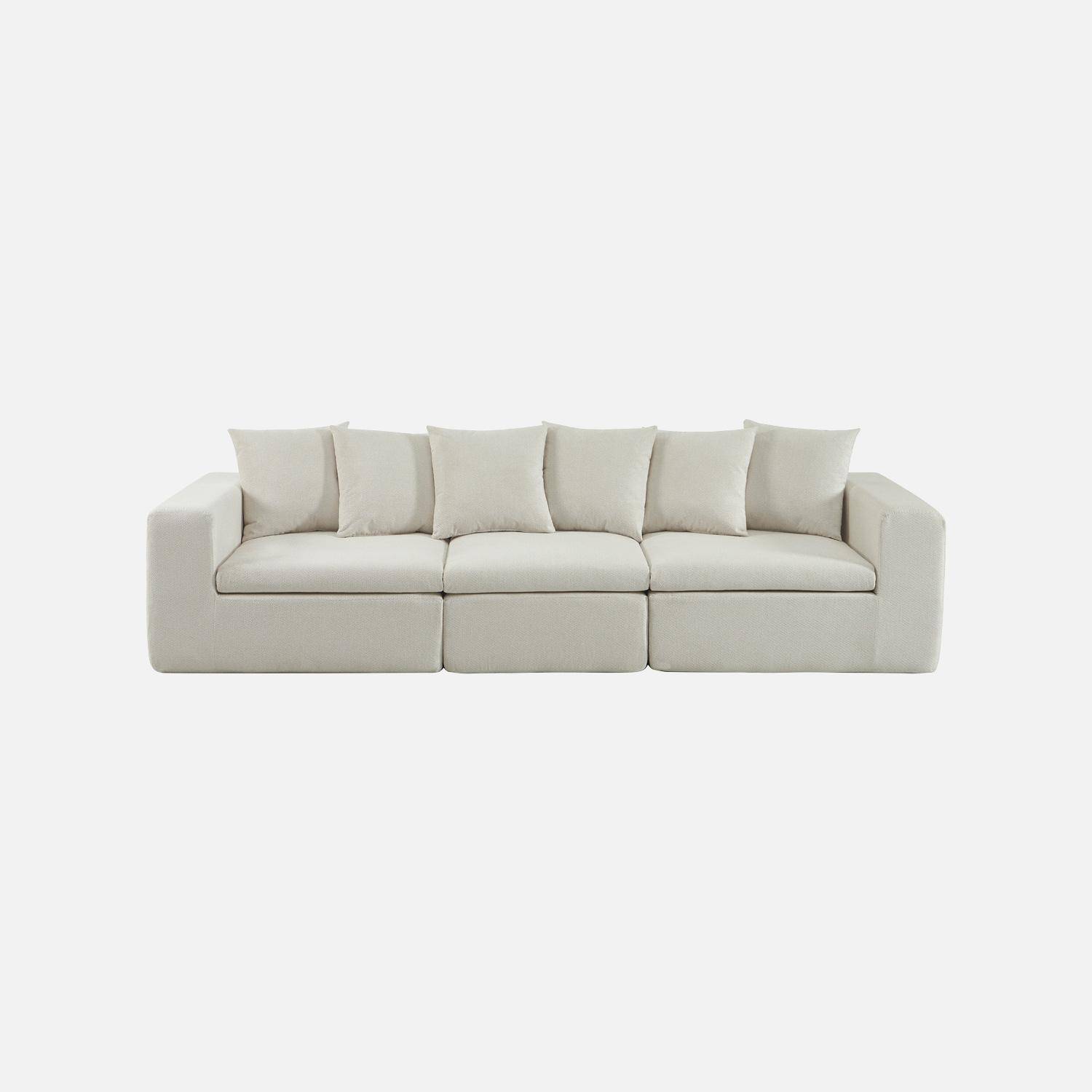 Modulaire 3-zits bank van chenille stof wit - Movi Photo2