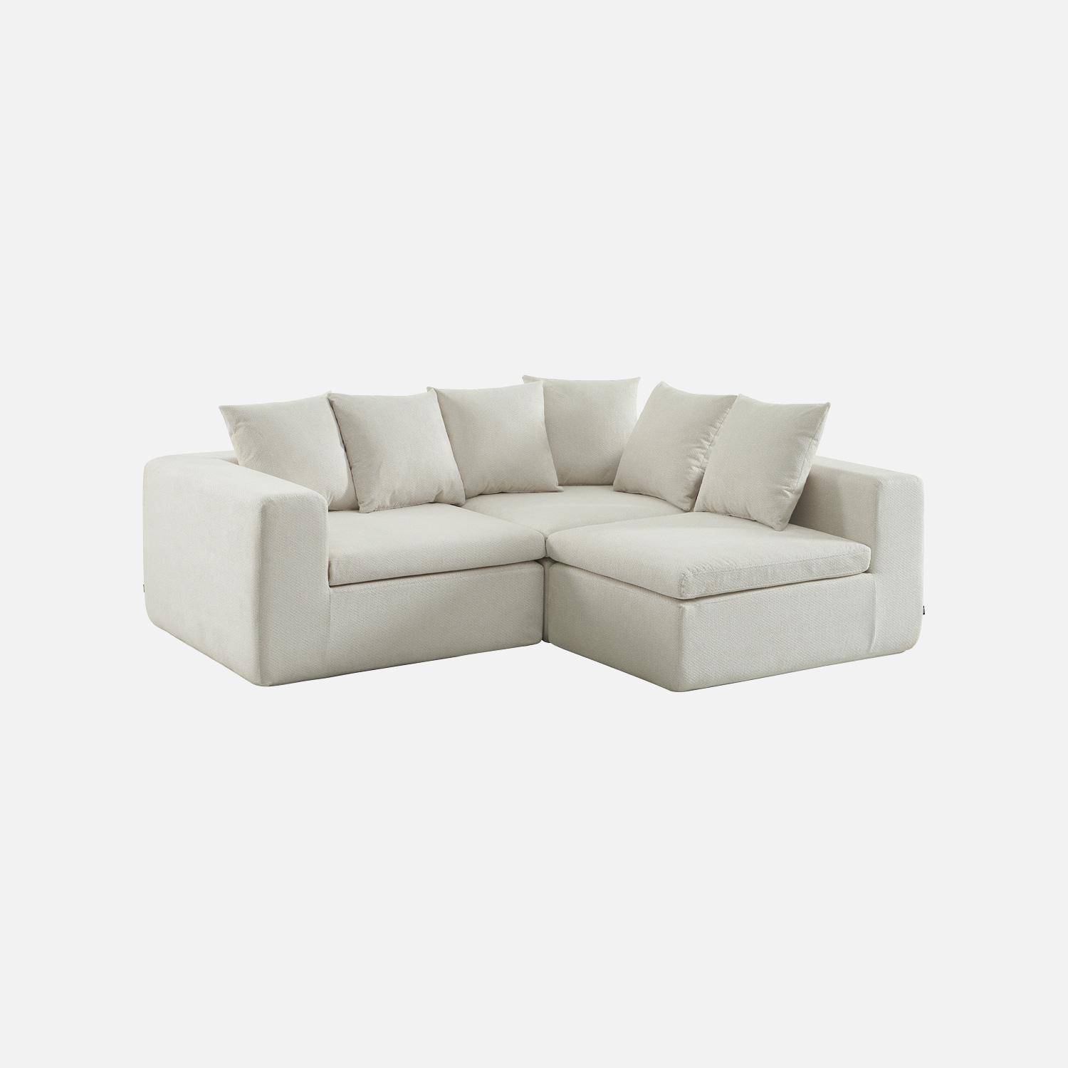 Modulaire 3-zits bank van chenille stof wit - Movi Photo4
