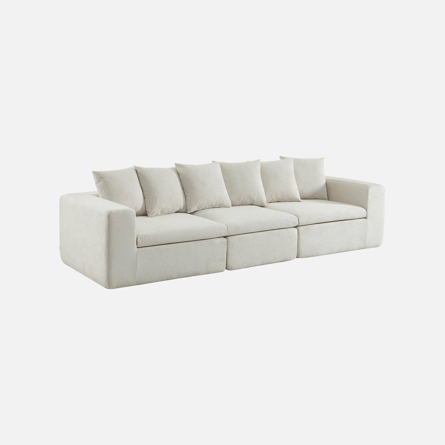 Modulaire 3-zits bank van chenille stof wit - Movi,sweeek,Photo1