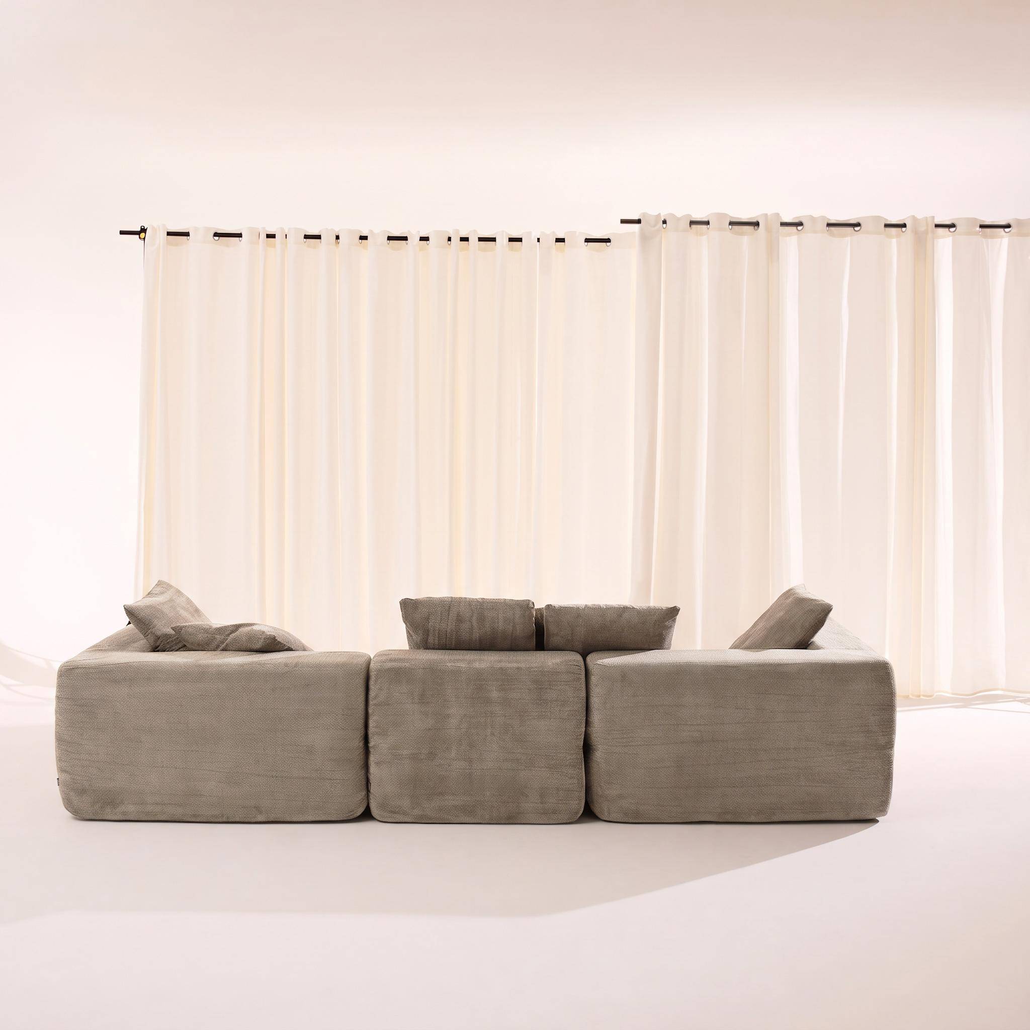 Modulaire 4-zits zetel van chenille stof donkerbeige - Movi,sweeek,Photo4