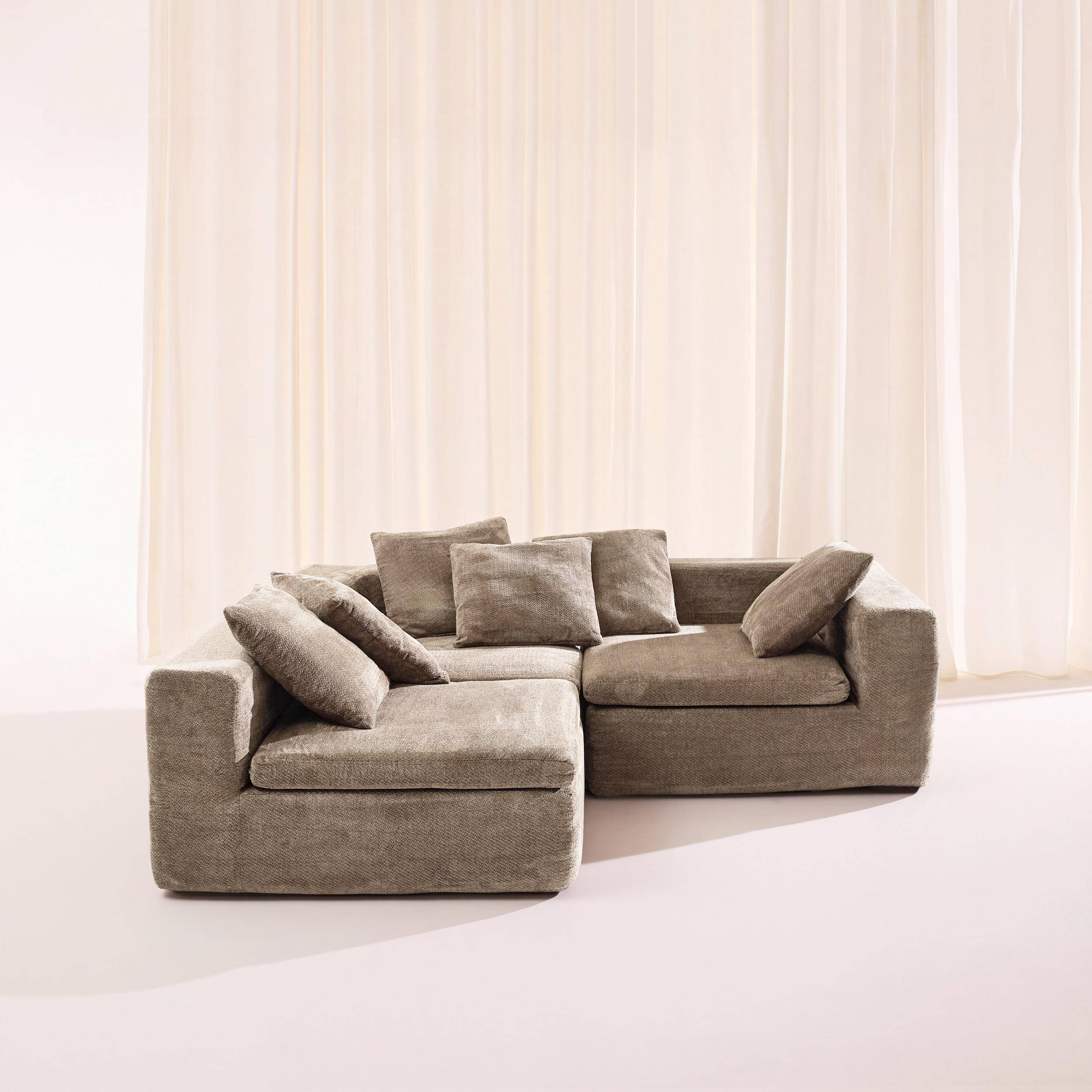 Canapé modulable tissu chenille 4 places beige foncé - Movi,sweeek,Photo3