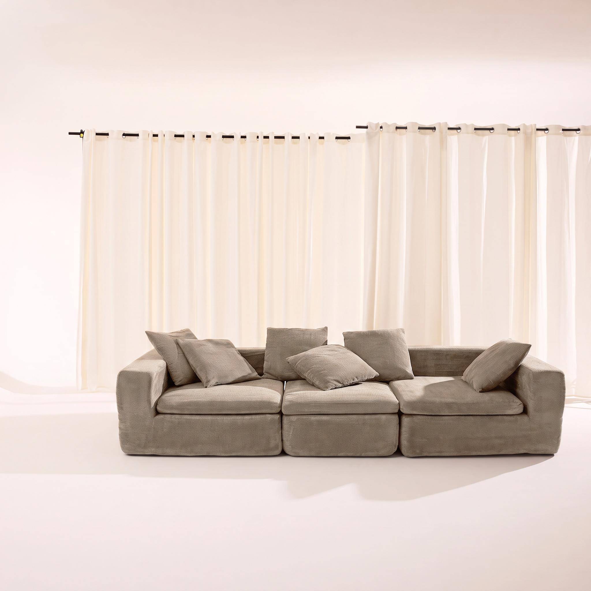 Modulaire 4-zits zetel van chenille stof donkerbeige - Movi Photo1