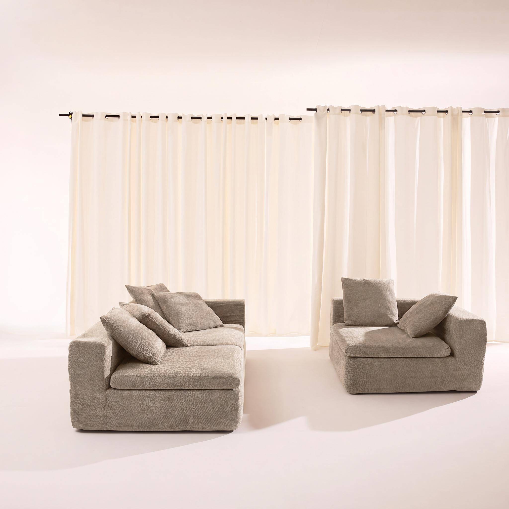 Modulaire 4-zits zetel van chenille stof donkerbeige - Movi Photo2