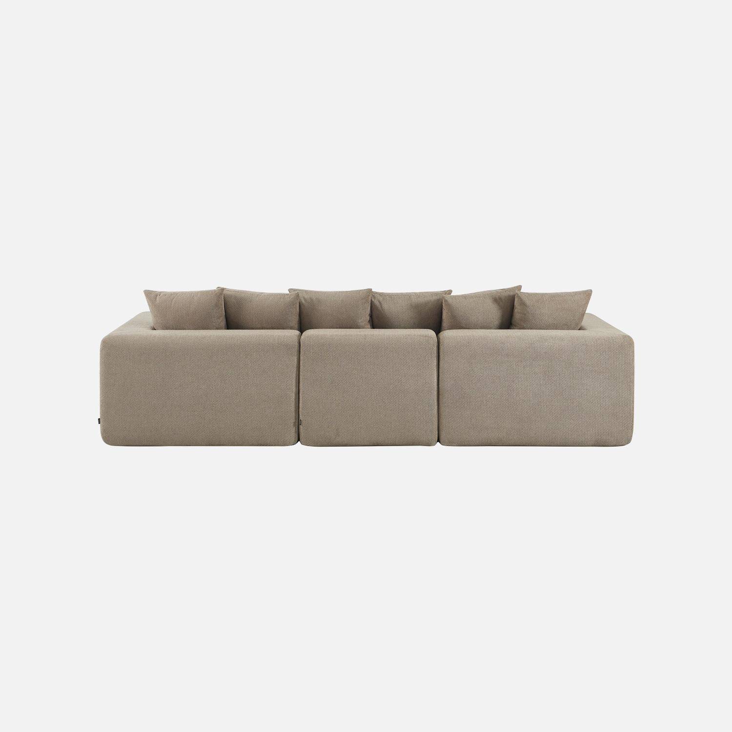 Sofá modular em tecido chenille, 3 lugares Bege escuro - 295x110x62 cm,sweeek,Photo4