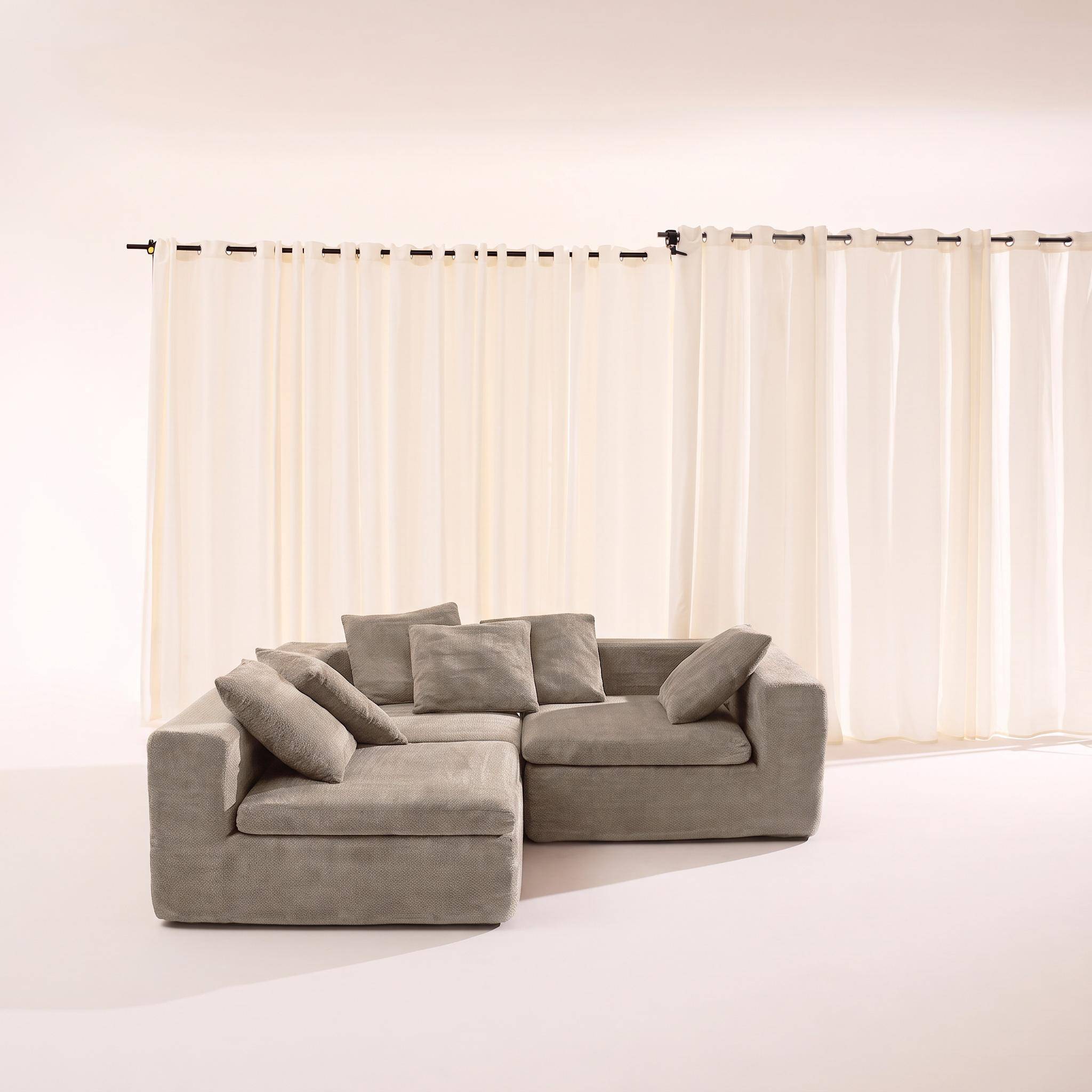 Modulaire 4-zits zetel van chenille stof donkerbeige - Movi Photo3