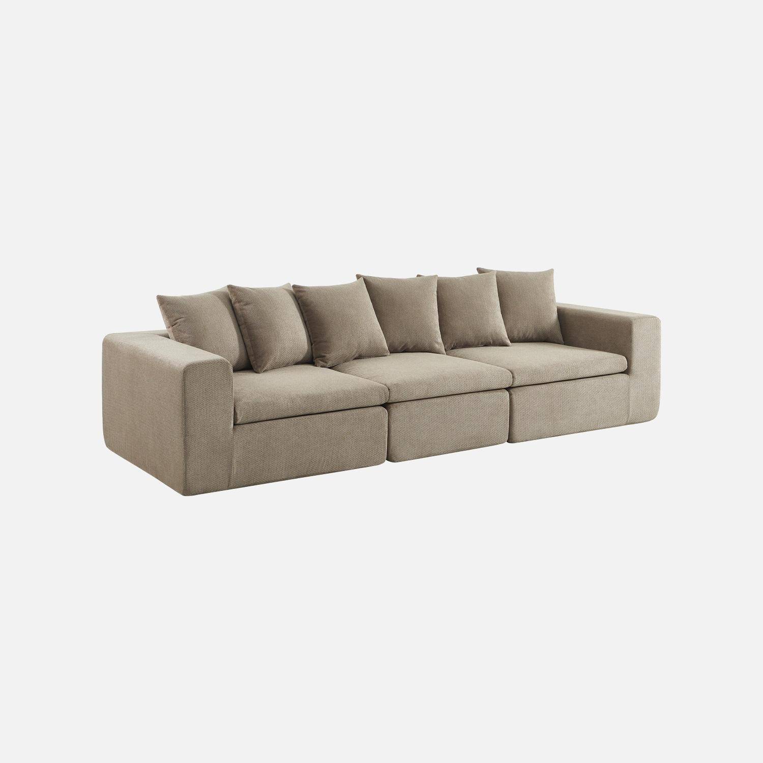 Modulaire 3-zits bank van chenille stof donkerbeige - Movi Photo1
