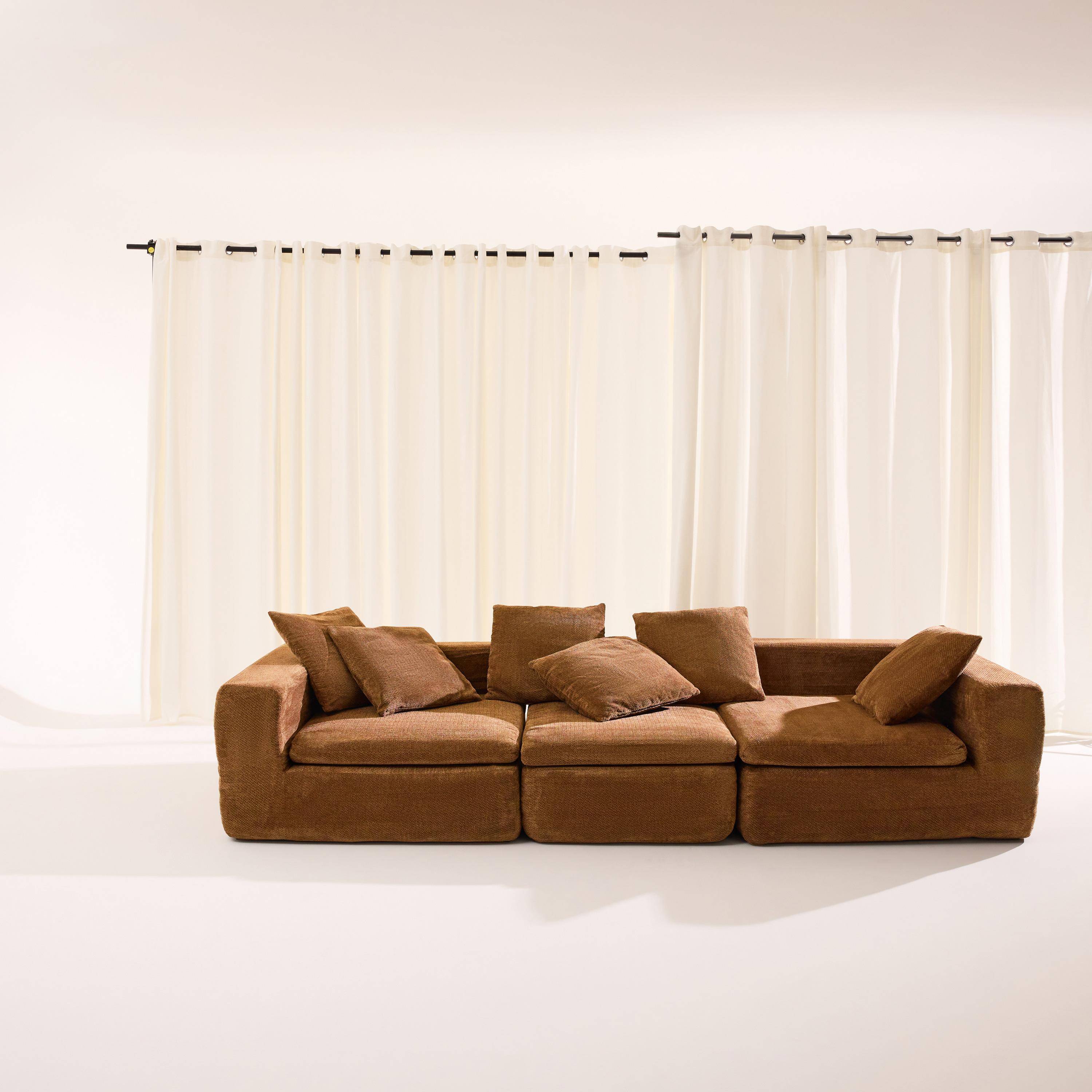 Modulaire 4-zits zetel van chenille stof terracotta - Movi Photo1