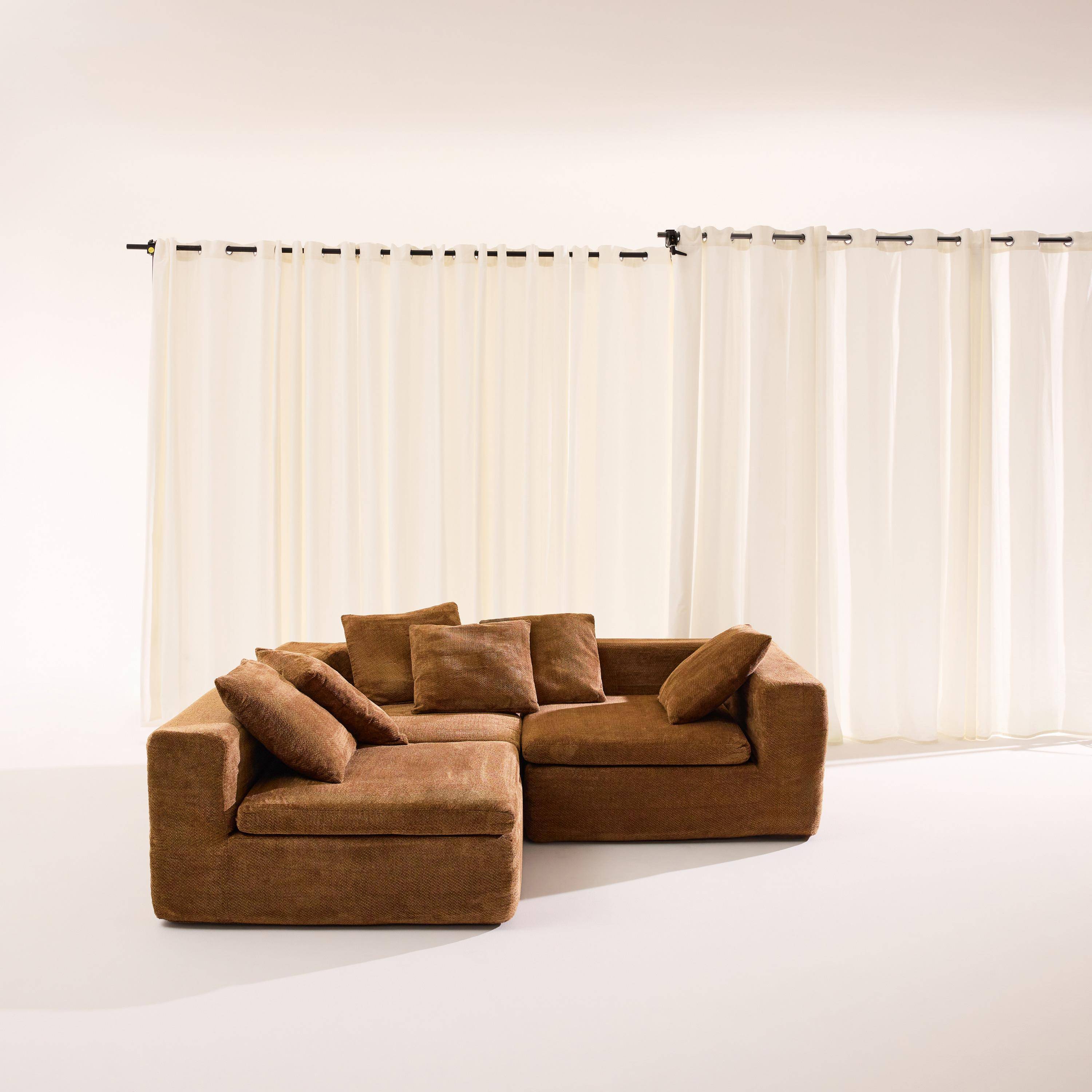 Modulaire 4-zits zetel van chenille stof terracotta - Movi Photo3