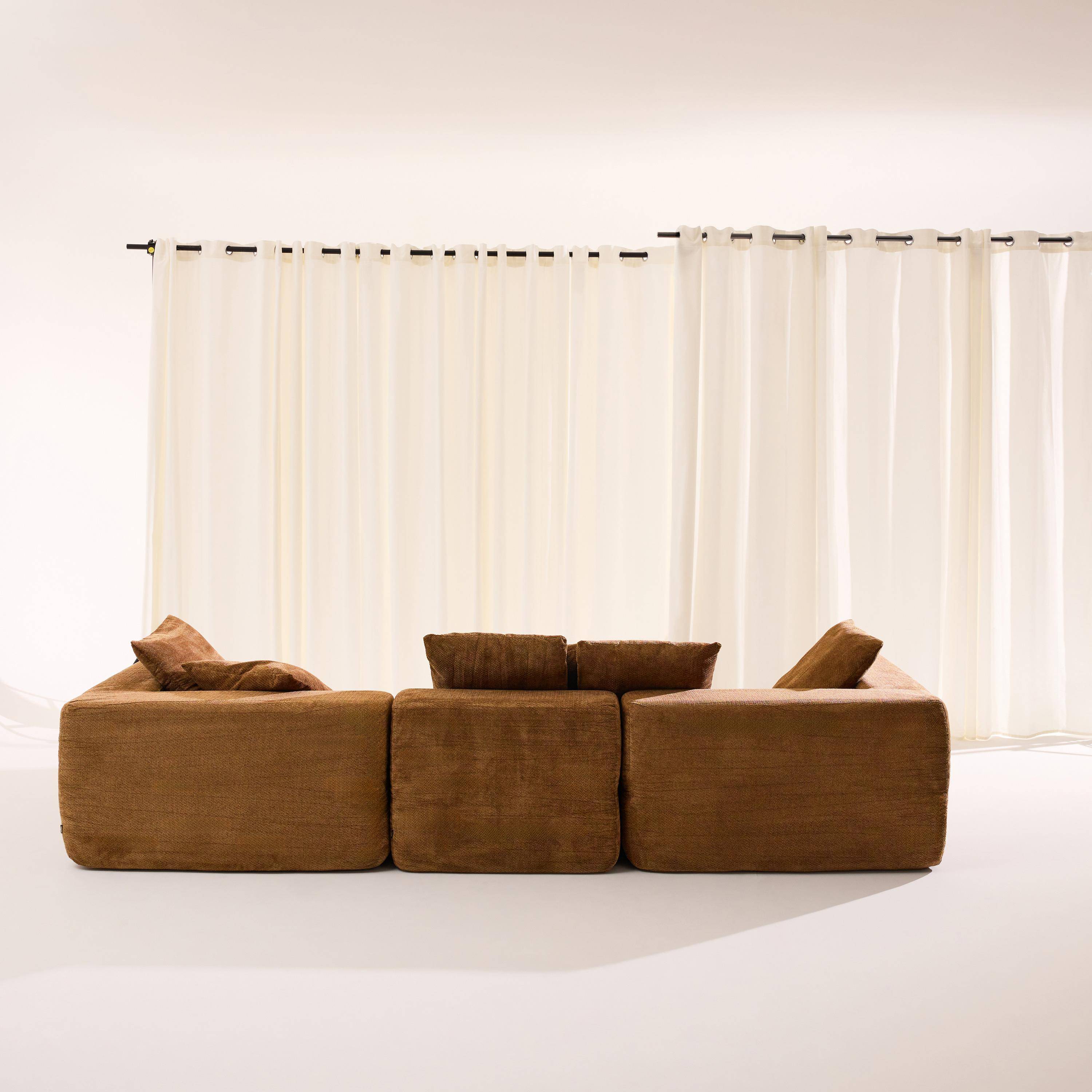 Modulaire 4-zits zetel van chenille stof terracotta - Movi Photo4