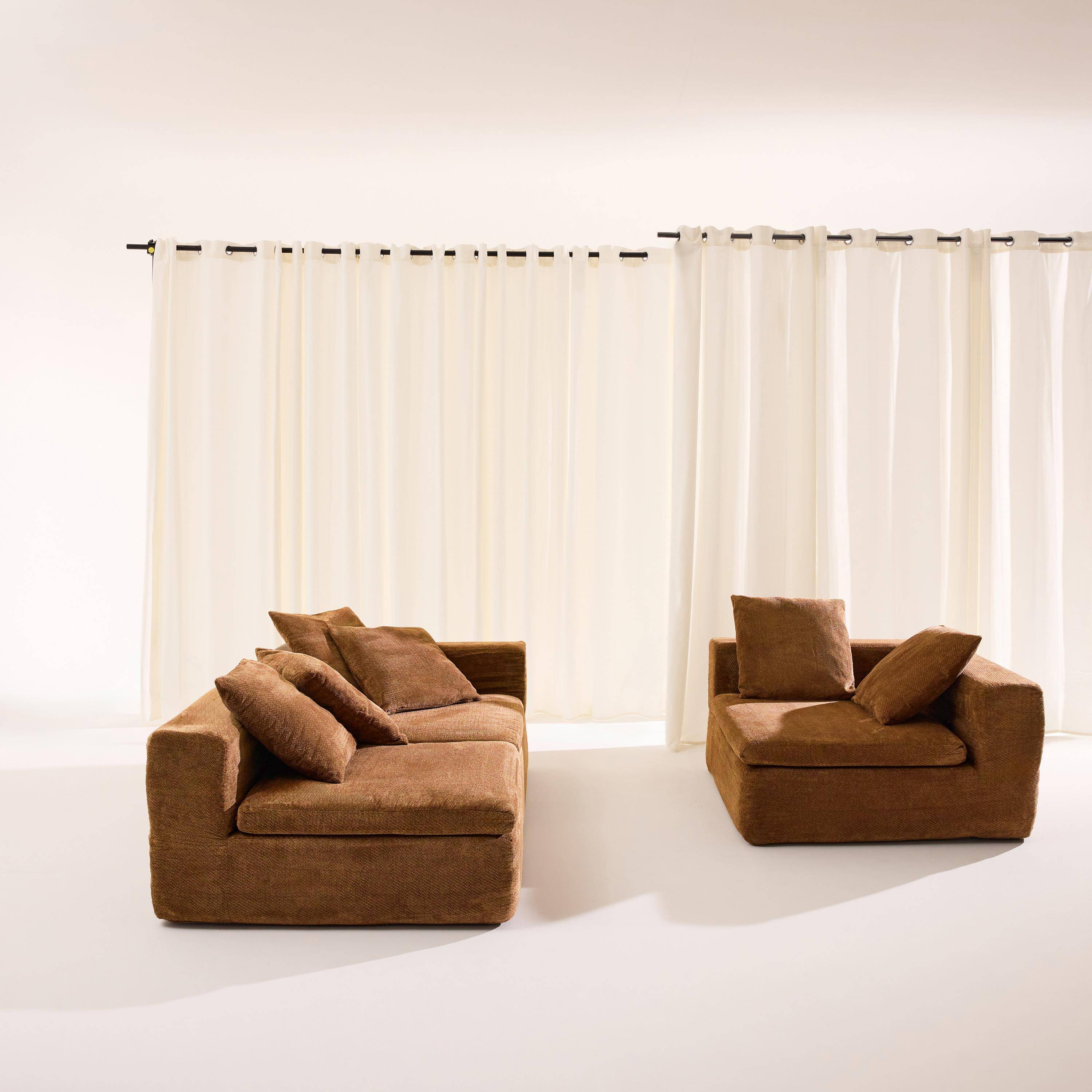 Modulaire 4-zits zetel van chenille stof terracotta - Movi Photo2
