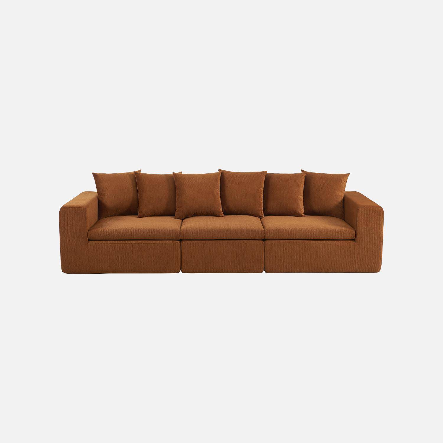 Modulaire 3-zits bank van chenille stof terracotta - Movi Photo2