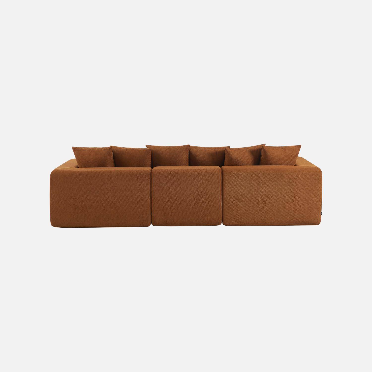 Sofá modular em tecido chenille, 3 lugares Terracota - 295x110x62 cm,sweeek,Photo4