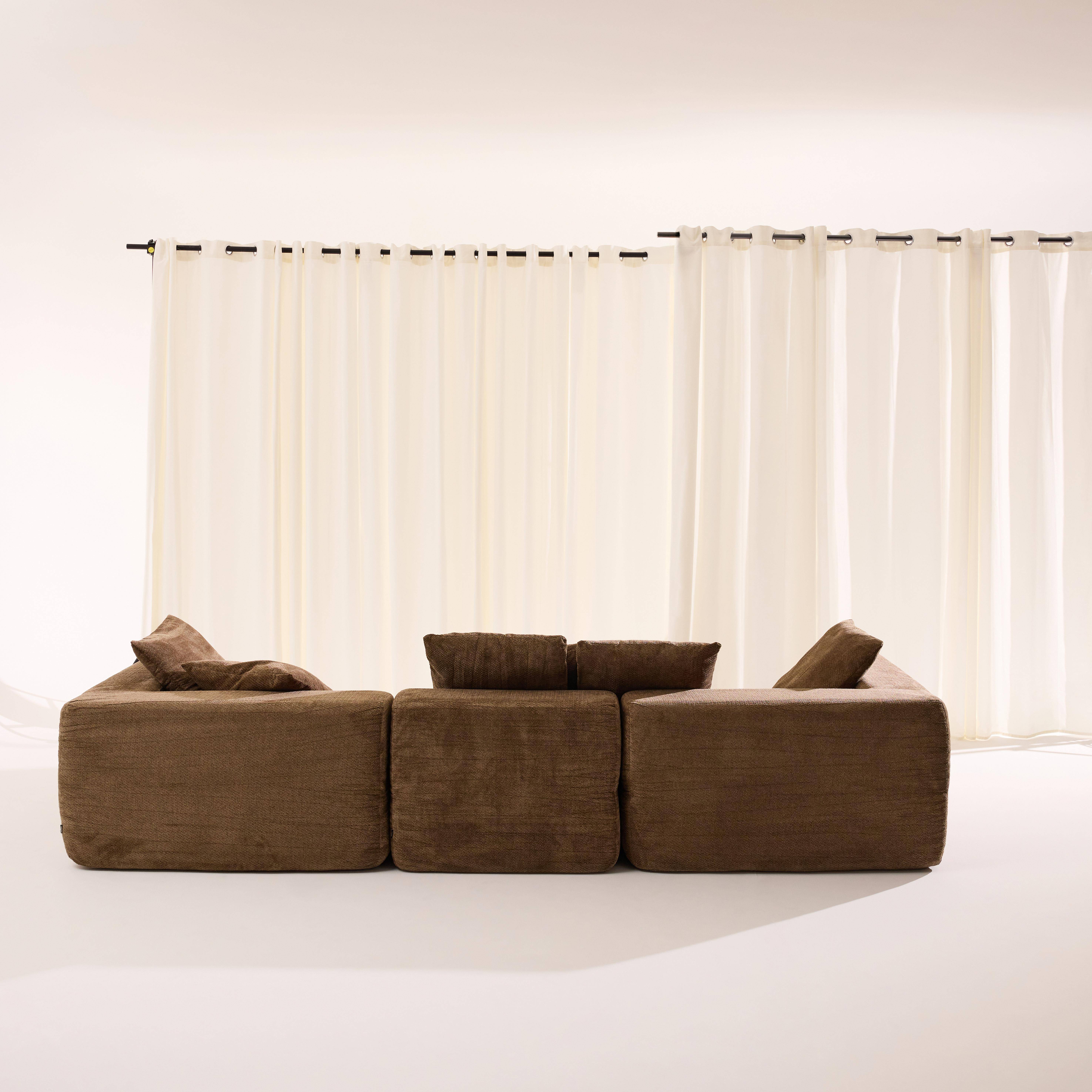 Modulaire 4-zits zetel van chenille stof bruin - Movi,sweeek,Photo4
