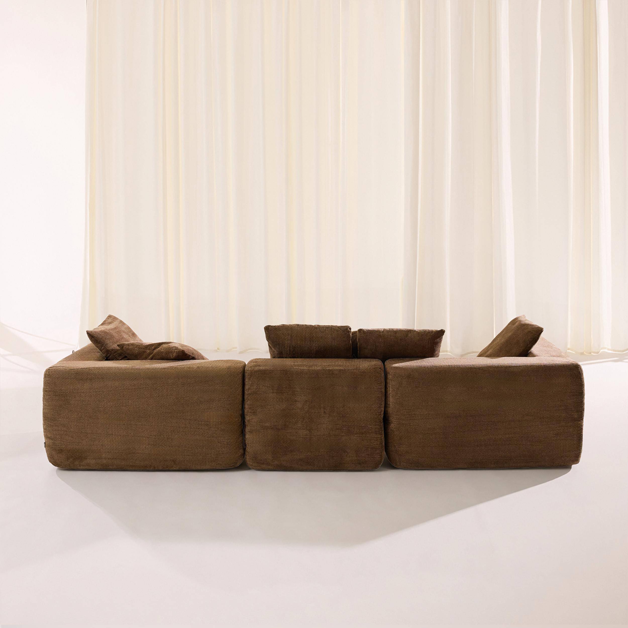 Canapé modulable tissu chenille 4 places marron - Movi Photo3