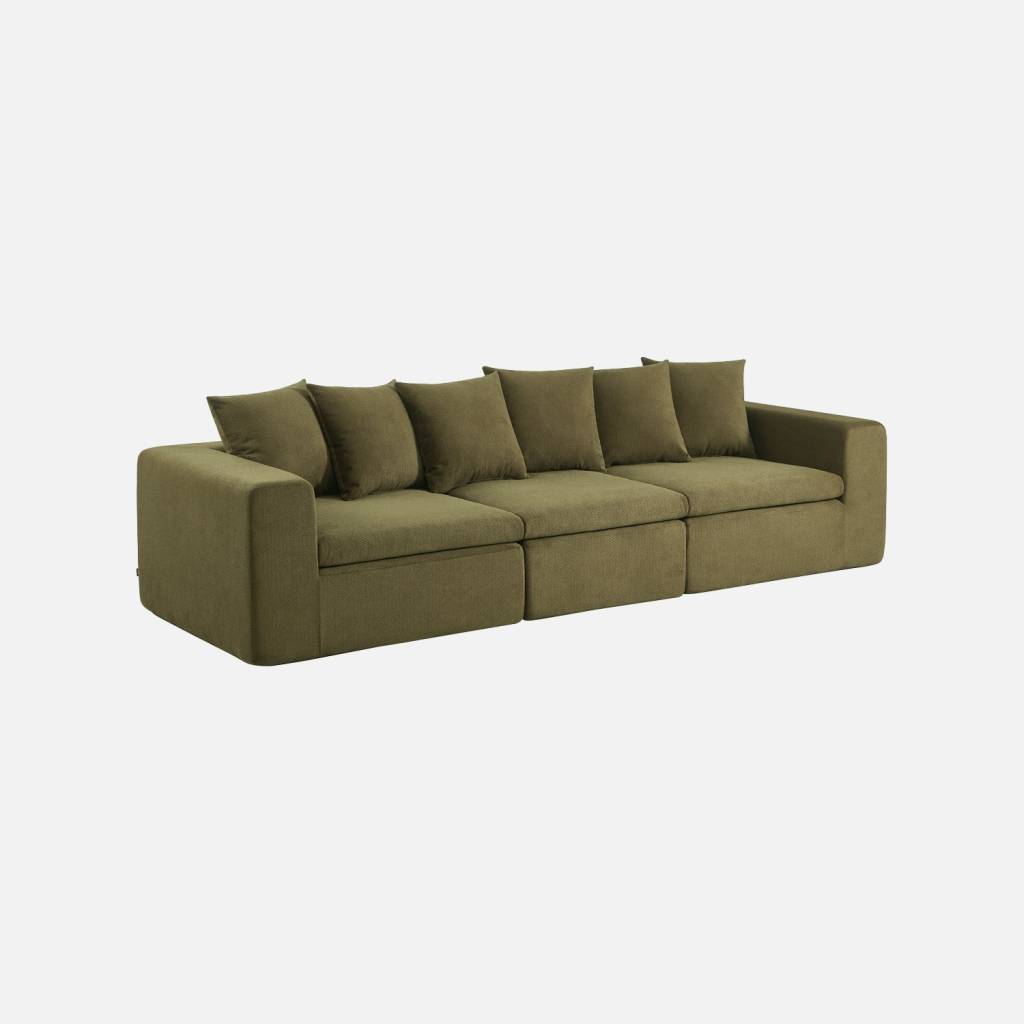 Modulaire zetel 3-zits van chenille stof groen