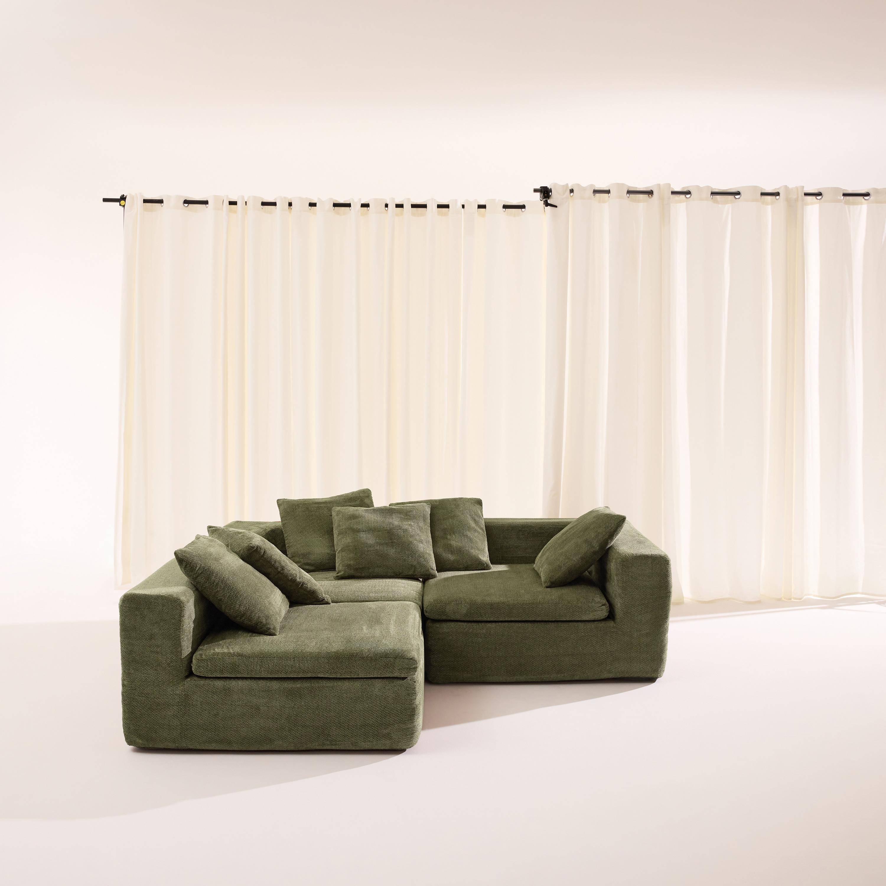 Modulaire 4-zits zetel van chenille stof groen - Movi Photo3