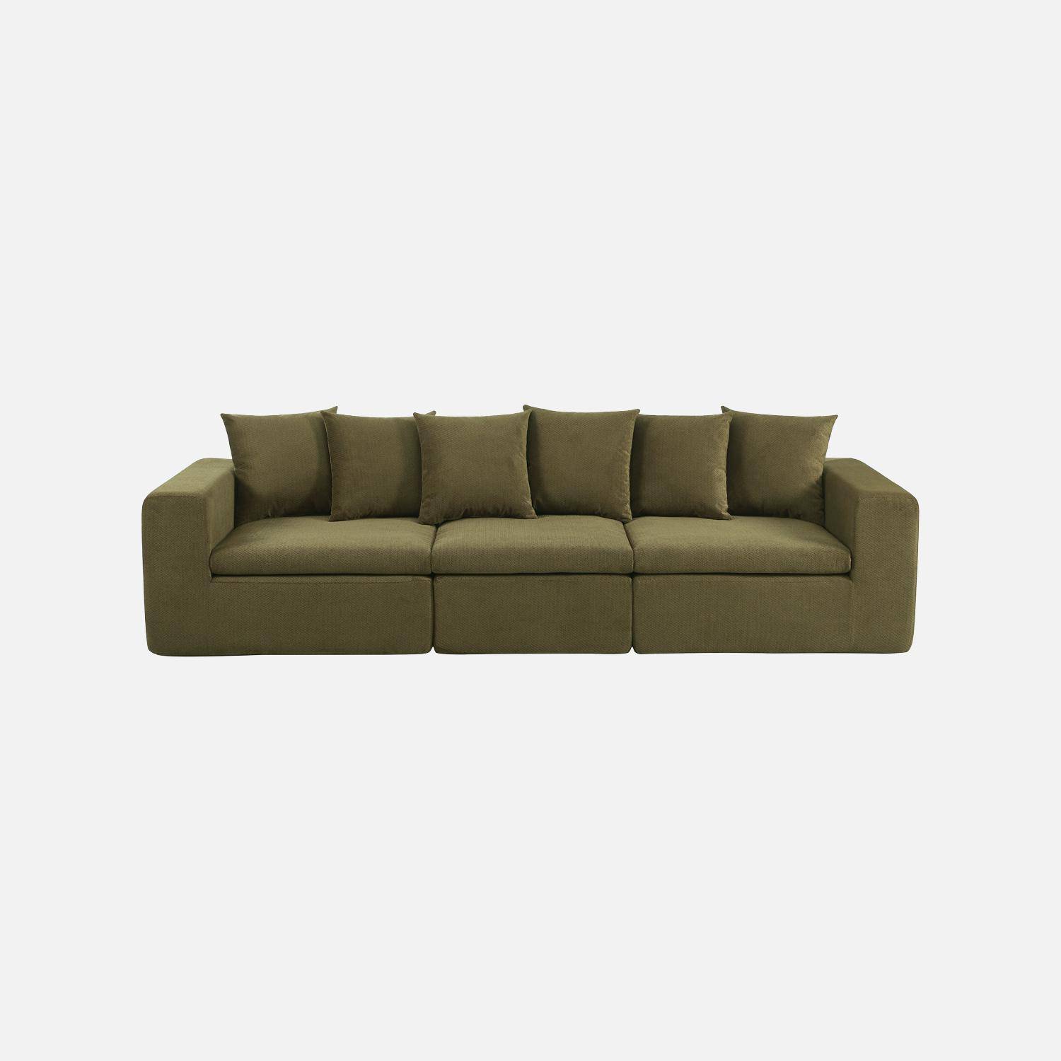 Sofá modular em tecido chenille, 3 lugares Verde - 295x110x62 cm,sweeek,Photo4