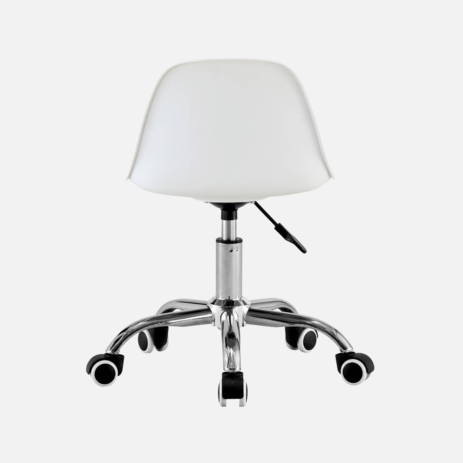 Silla de oficina infantil con ruedas ajustable, base cromada Blanco - 44x44x60 cm,sweeek,Photo3