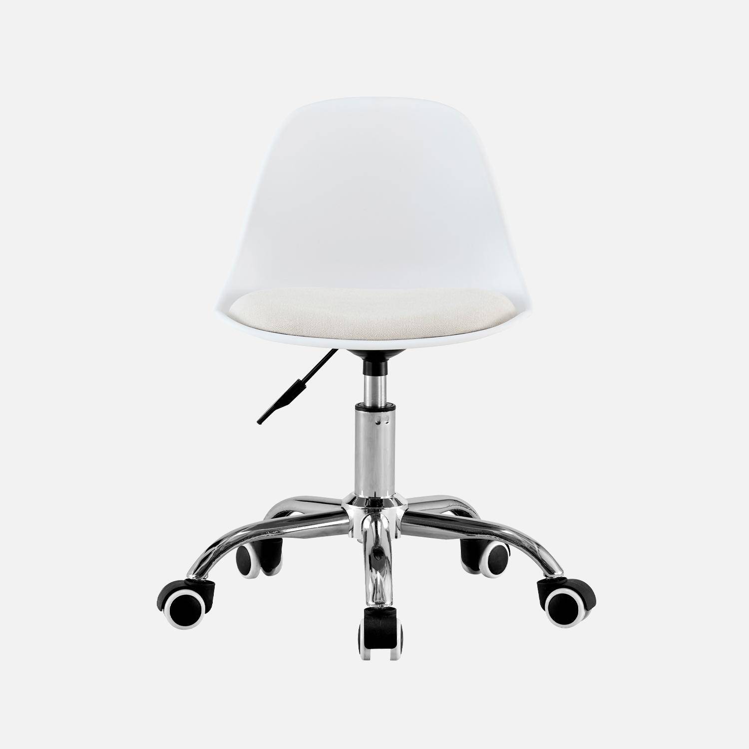 Silla de oficina infantil con ruedas ajustable, base cromada Blanco - 44x44x60 cm Photo2