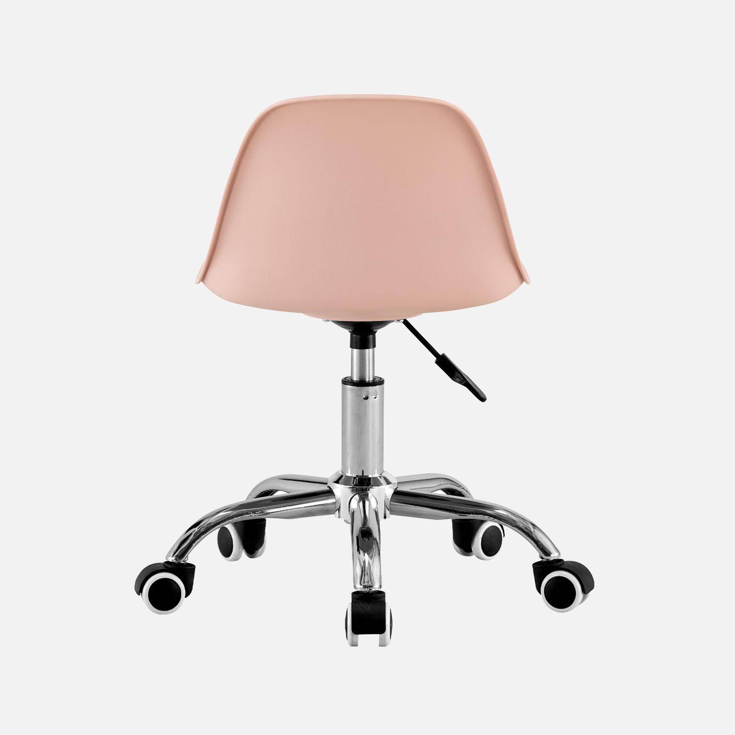 Silla de oficina infantil con ruedas ajustable, base cromada Rosa pálido - 44x44x60 cm,sweeek,Photo3