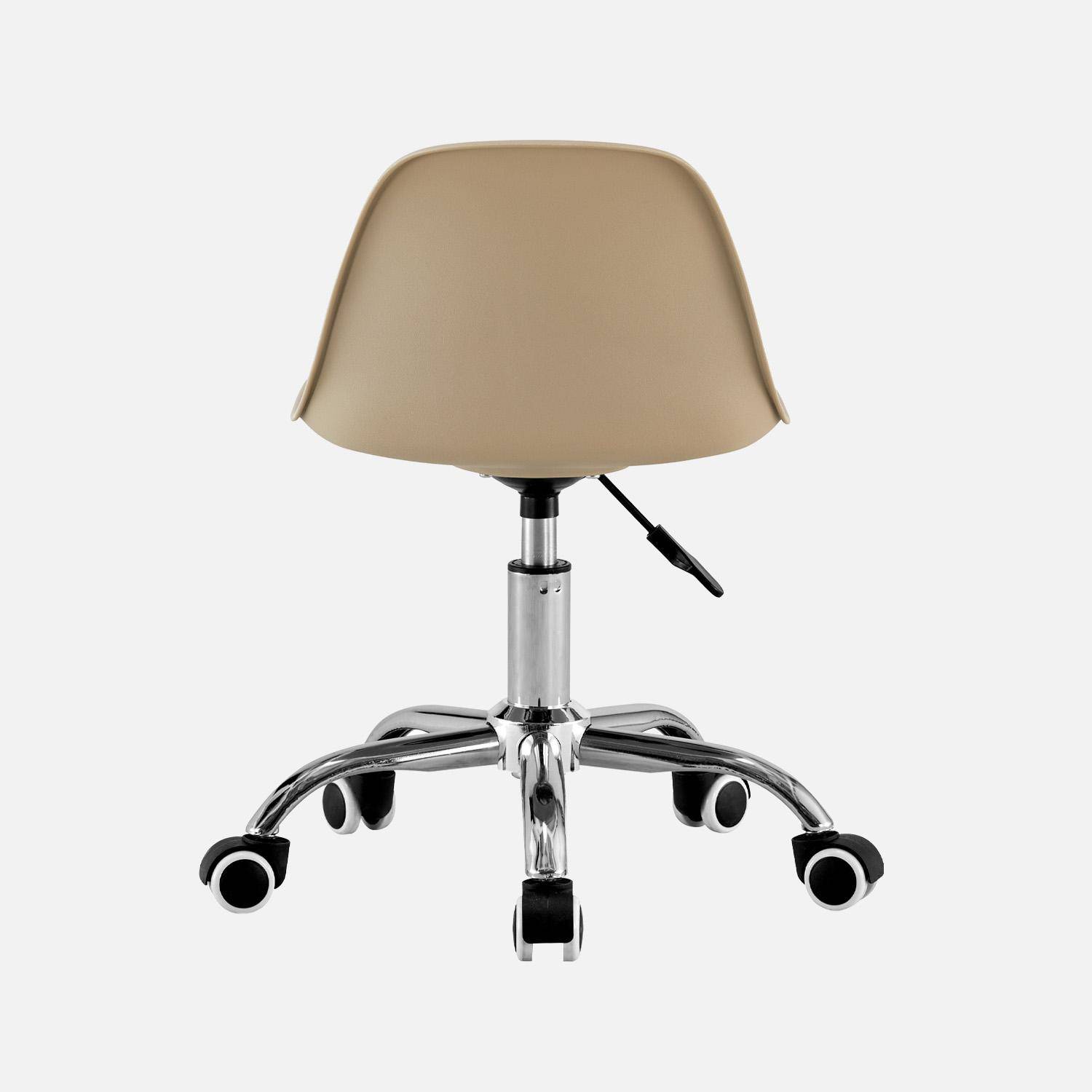 Silla de oficina infantil con ruedas ajustable, base cromada Beige - 44x44x60 cm Photo3