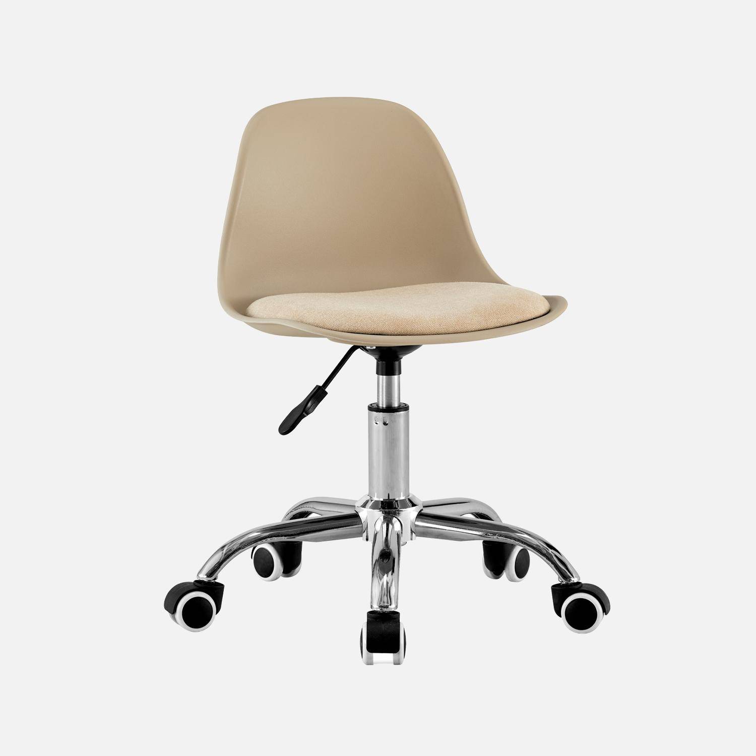 Silla de oficina infantil con ruedas ajustable, base cromada Beige - 44x44x60 cm,sweeek,Photo1