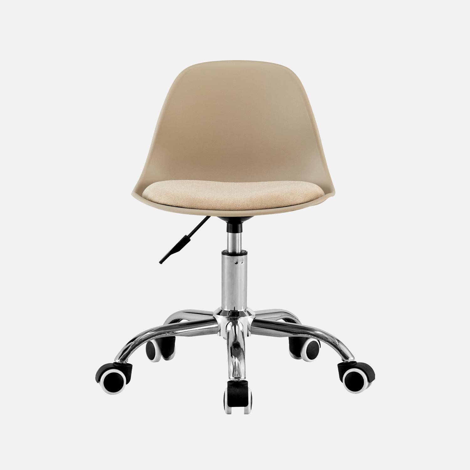 Silla de oficina infantil con ruedas ajustable, base cromada Beige - 44x44x60 cm,sweeek,Photo2