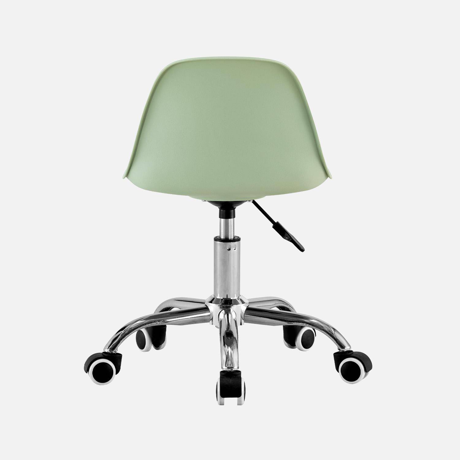 Silla de oficina infantil con ruedas ajustable, base cromada Verde claro - 44x44x60 cm,sweeek,Photo3