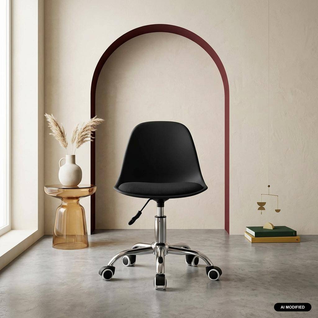 Chaise de bureau enfant à roulettes ajustable piètement chromé noir - Manel Photo1