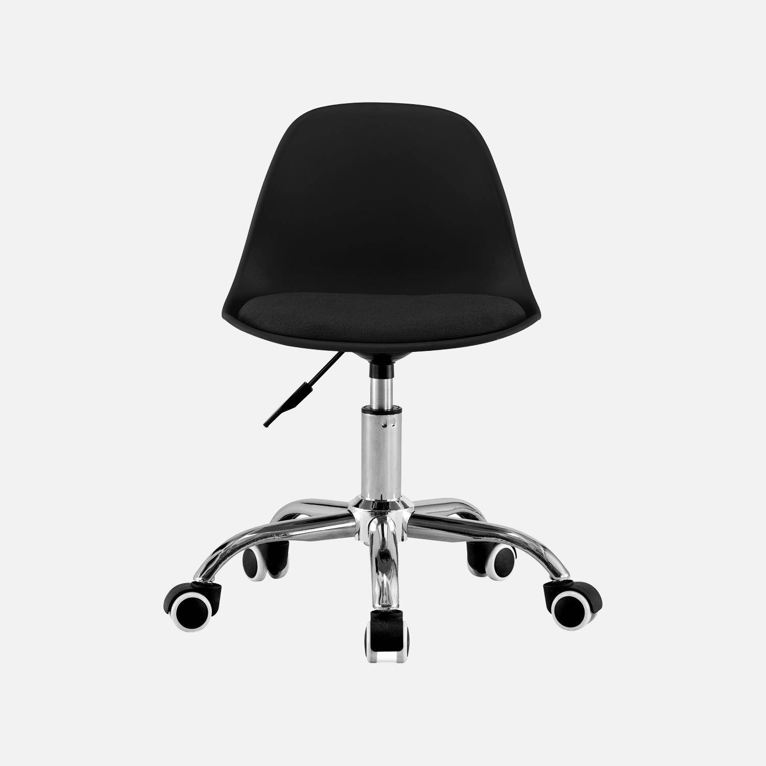 Chaise de bureau enfant à roulettes ajustable piètement chromé noir - Manel Photo3