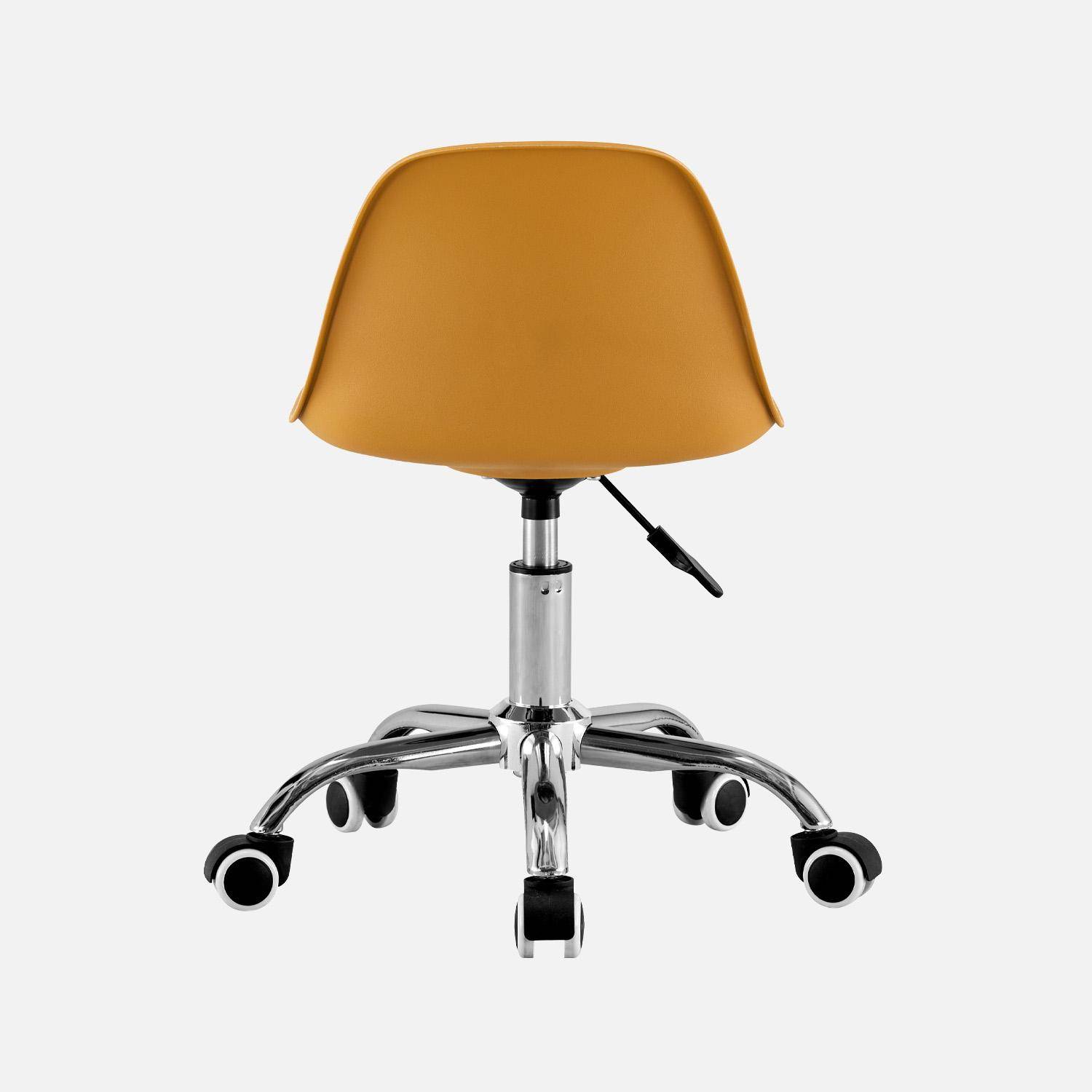 Silla de oficina infantil con ruedas ajustable, base cromada Mostaza - 44x44x60 cm Photo3