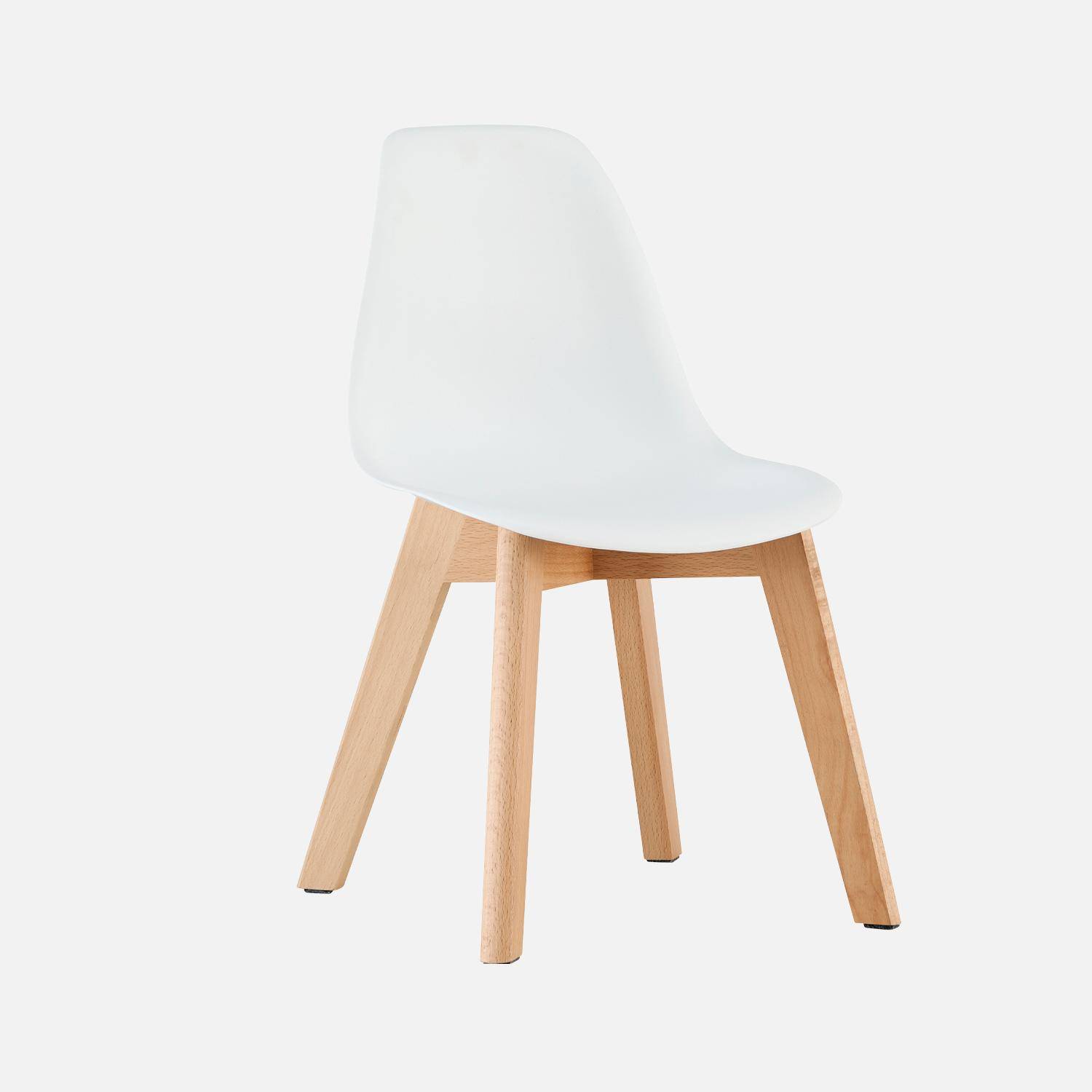 Silla escandinava infantil de madera de haya, set de 2 Blanco - 31x36x55 cm Photo1