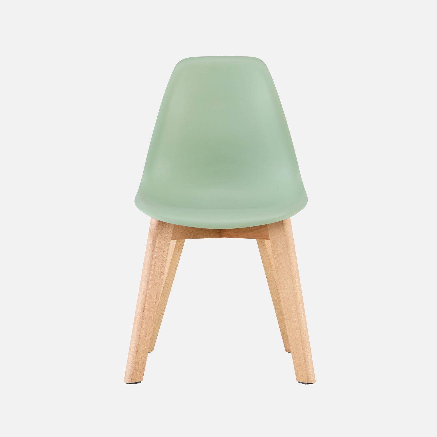 Silla escandinava infantil de madera de haya, set de 2 Verde claro - 31x36x55 cm Photo2