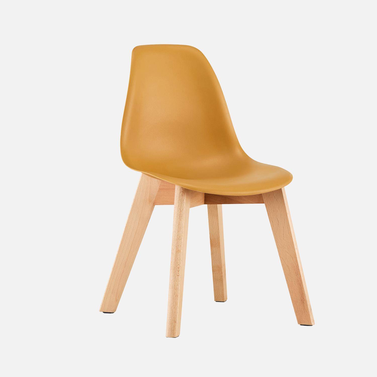Silla escandinava infantil de madera de haya, set de 2 Mostaza - 31x36x55 cm Photo1